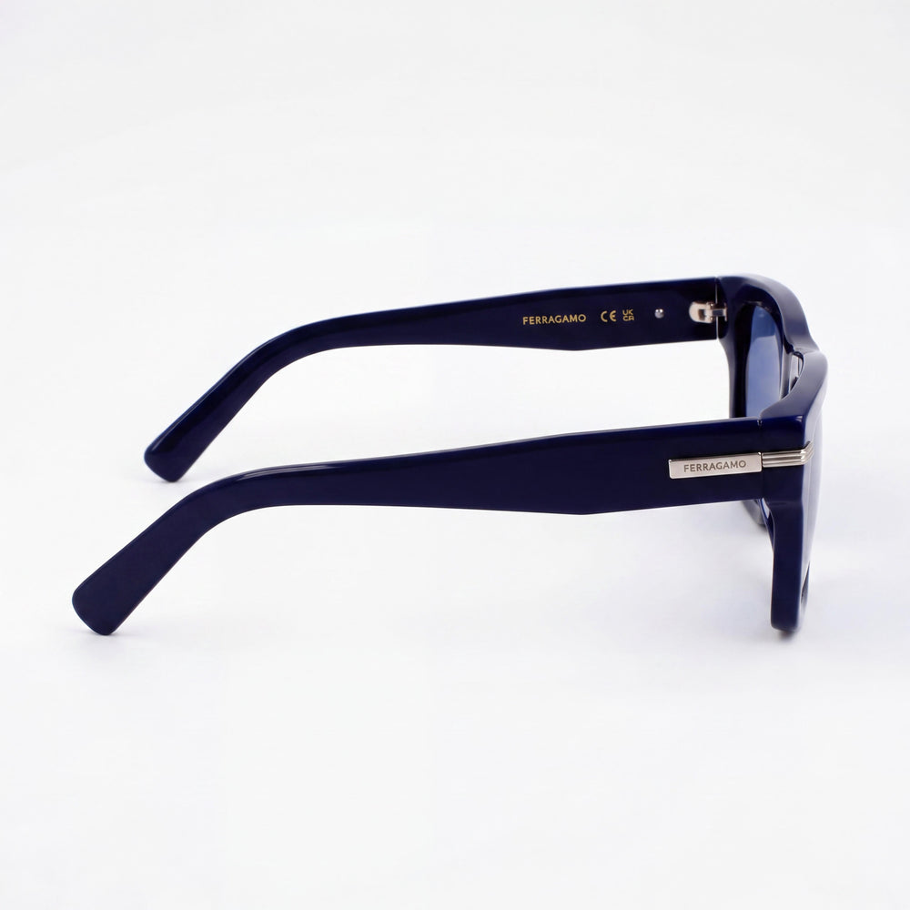 Gafas Ferragamo Sf2033s Unisex con Montura de Titanio Azul y Lentes Azules, Protección 53mm