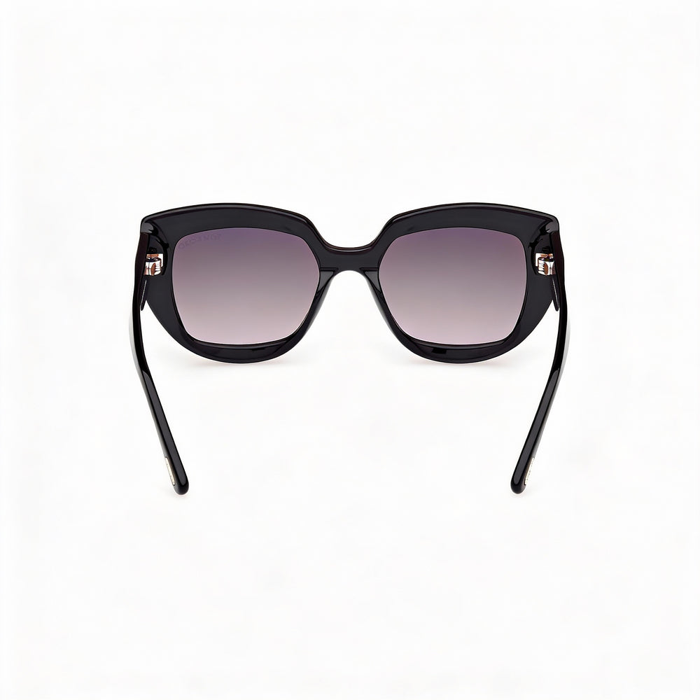 Gafas de sol Tom Ford Butterfly unisex con montura de carey negro brillante y lentes negras de 53 mm