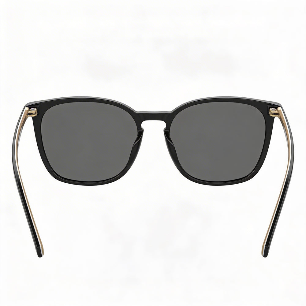Gafas de sol modernas Hugo Boss para mujer, montura de acetato ecológico negro, lentes negras, 100 % protección UV, 56 mm
