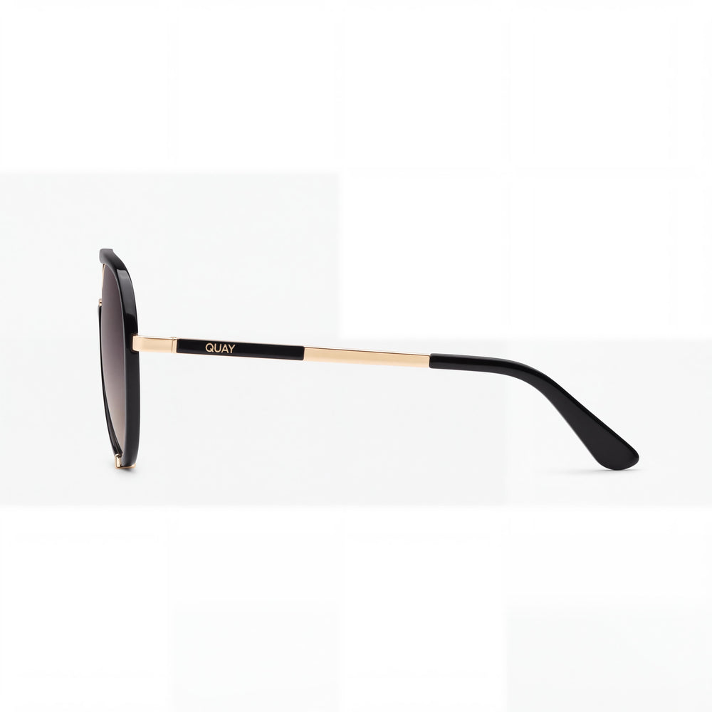 QUAY AUSTRALIA High Profile Women's Black Gold Smoke Taupe Combination Frame Polarized UV Protected Sunglasses 60mm