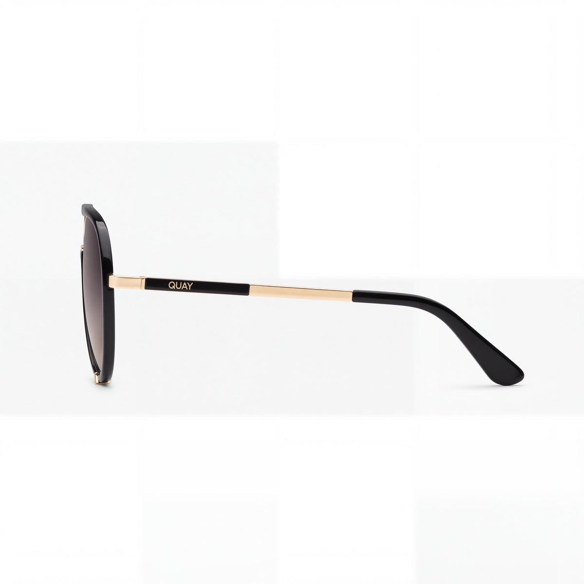 QUAY AUSTRALIA High Profile Women's Black Gold Smoke Taupe Combination Frame Polarized UV Protected Sunglasses 60mm, Photo 3