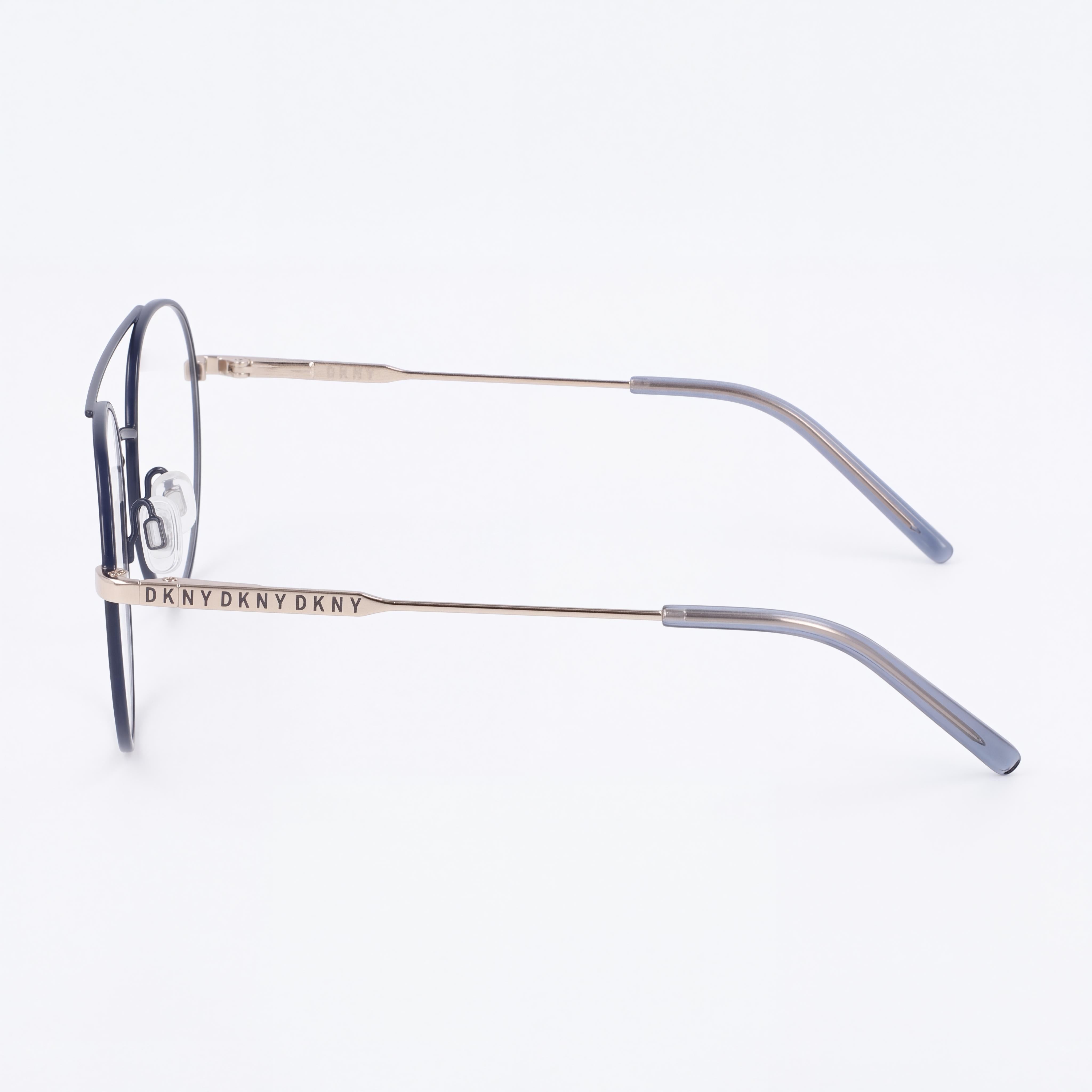 Gafas de sol modernas DKNY para mujer con montura de acero de aleación en dorado azul marino y lentes de policarbonato en dorado azul marino, 51 mm, Photo 2
