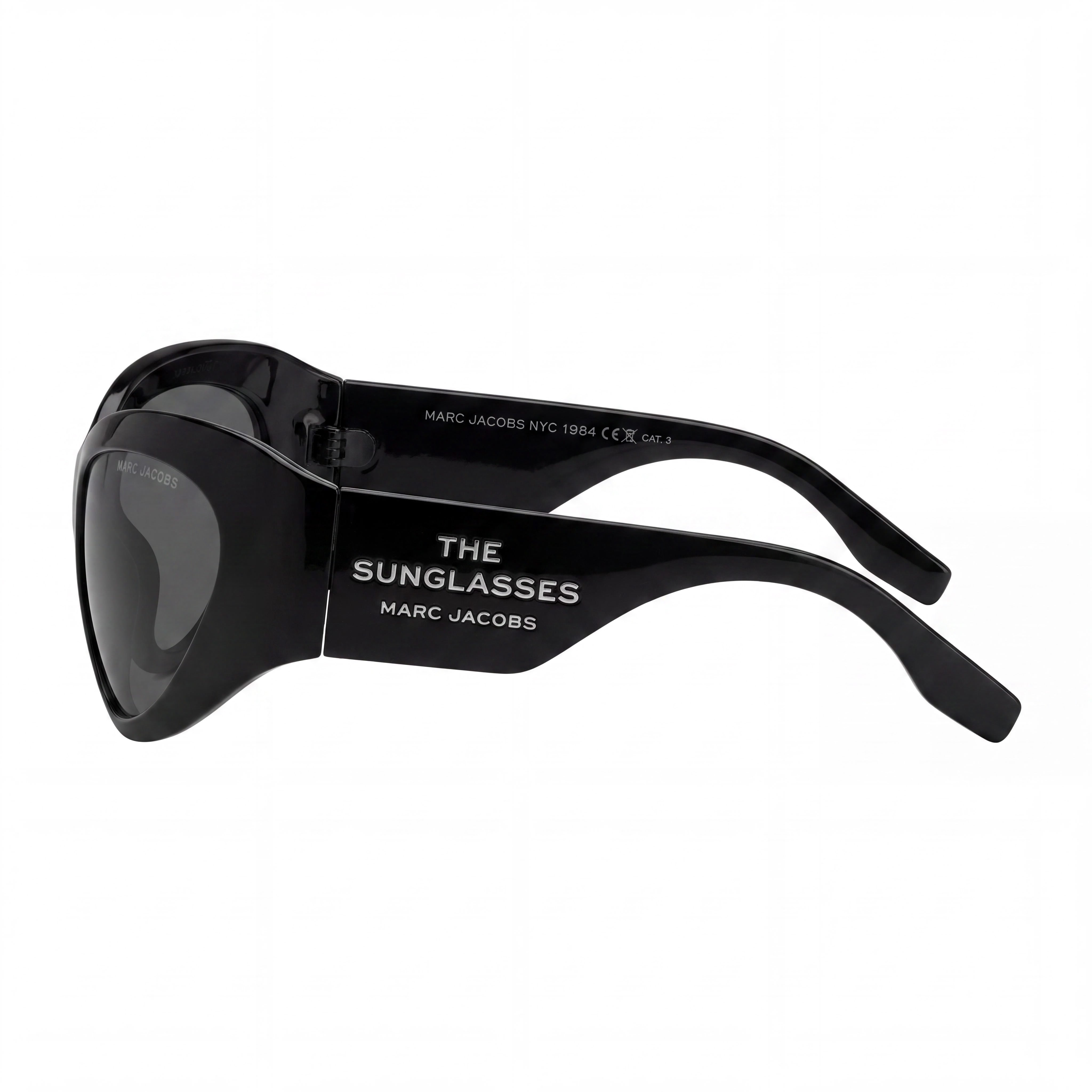 Marc Jacobs Gafas de sol informales para mujer, montura de poliamida negra y gris con lentes de policarbonato no polarizadas negras 62-18-120mm, Photo 3