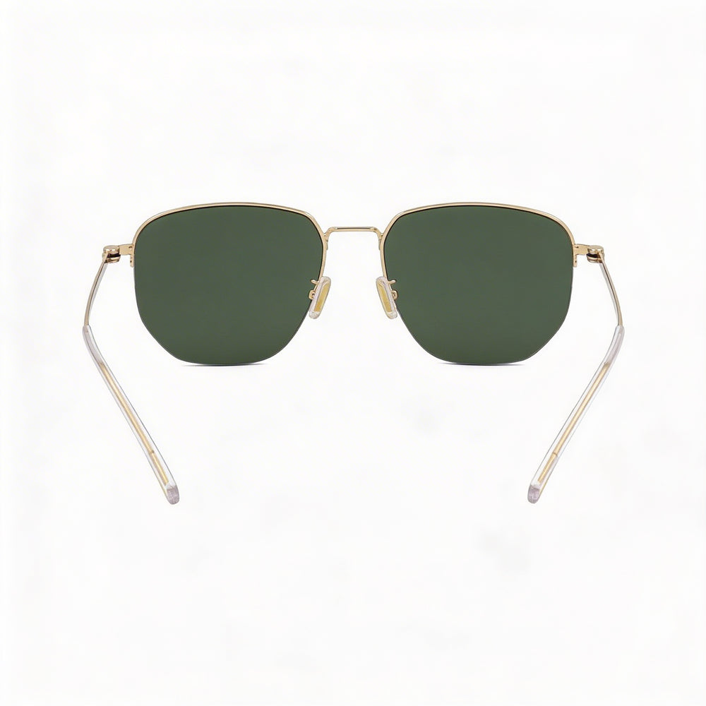 Hugo Boss Classic Unisex Stainless Steel Gold Green Frame Green Lens Non-Polarized UV Protection Sunglasses 57mm