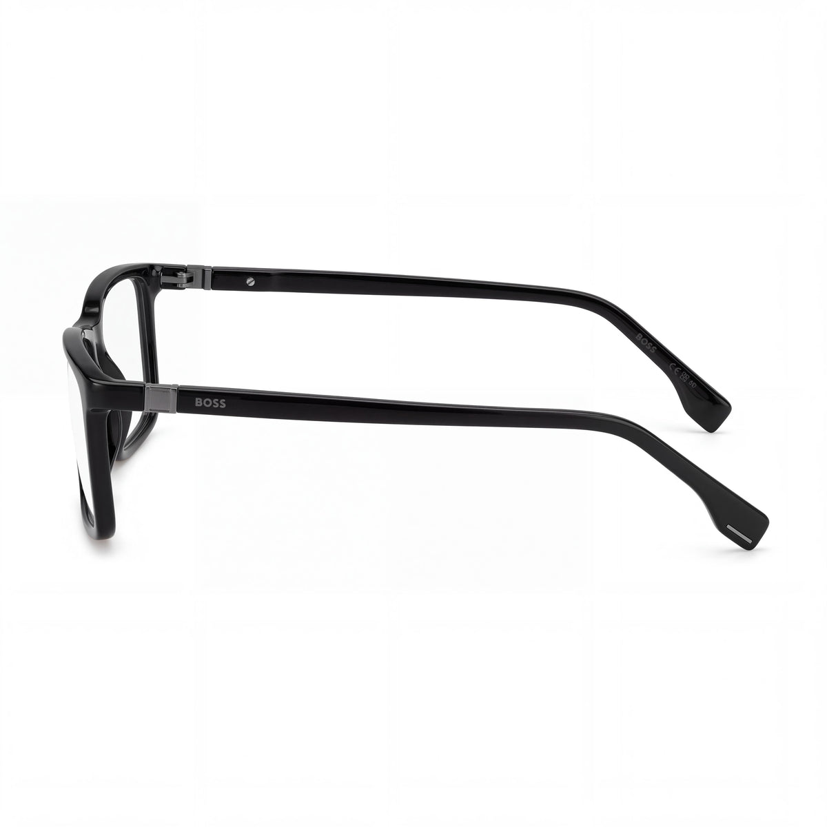 HUGO BOSS 1493 Gafas graduadas clásicas para hombre con montura de acetato negro y acabado de rutenio, bisagras flexibles de 360° y lentes de 55 mm, Photo 2