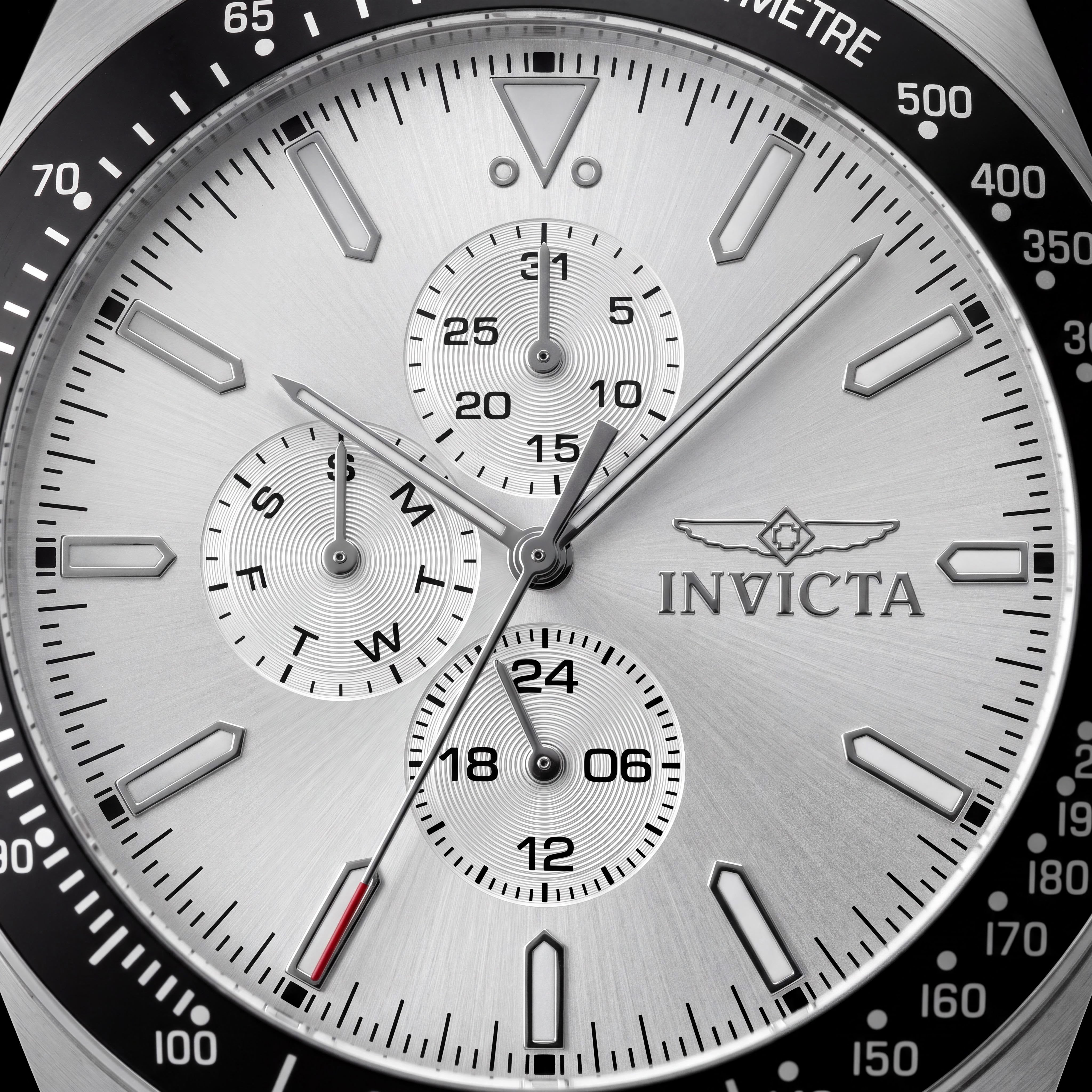 Invicta Aviator 48855 Unisex Quartz Stainless Steel Watch, 45mm, Silver Dial, Silicone Strap, 10 ATM WR, 24-Hour, Photo 2