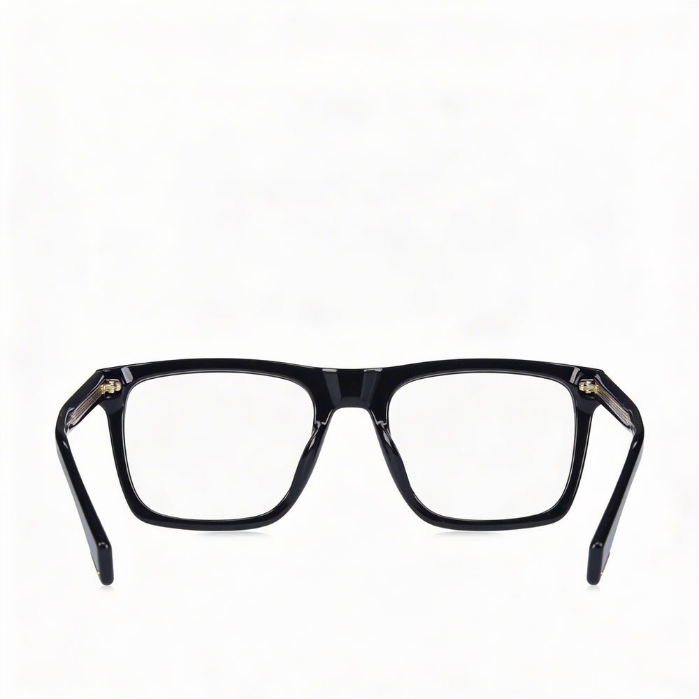 Gafas Hugo Boss Modern Style para hombre, montura de acetato negro, lentes no graduadas de policarbonato negro 52-20-145