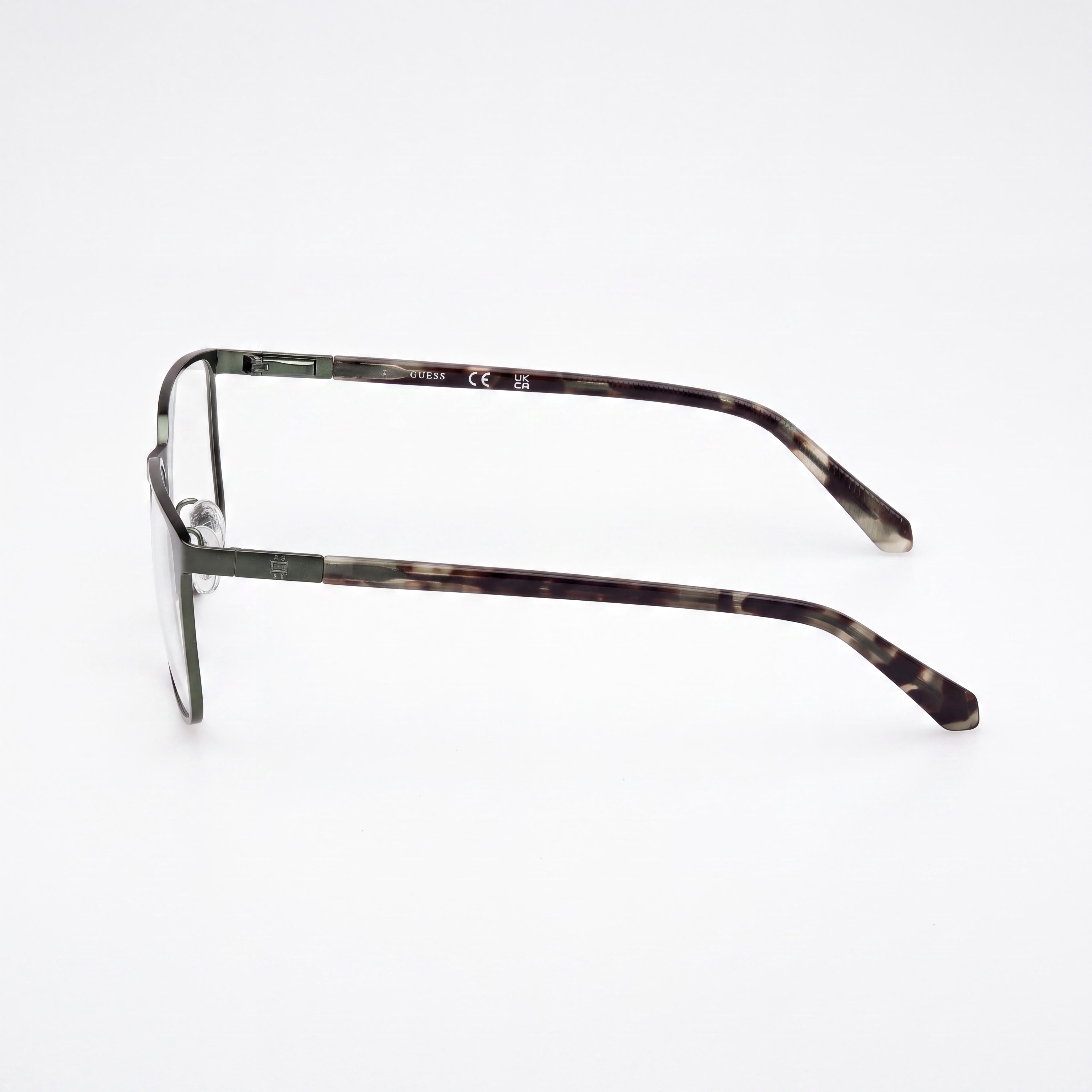 Guess Gu50243 Men's Metal Frame Eyewear Matte Dark Green & Shiny Dark Green 58-18-145, Photo 2