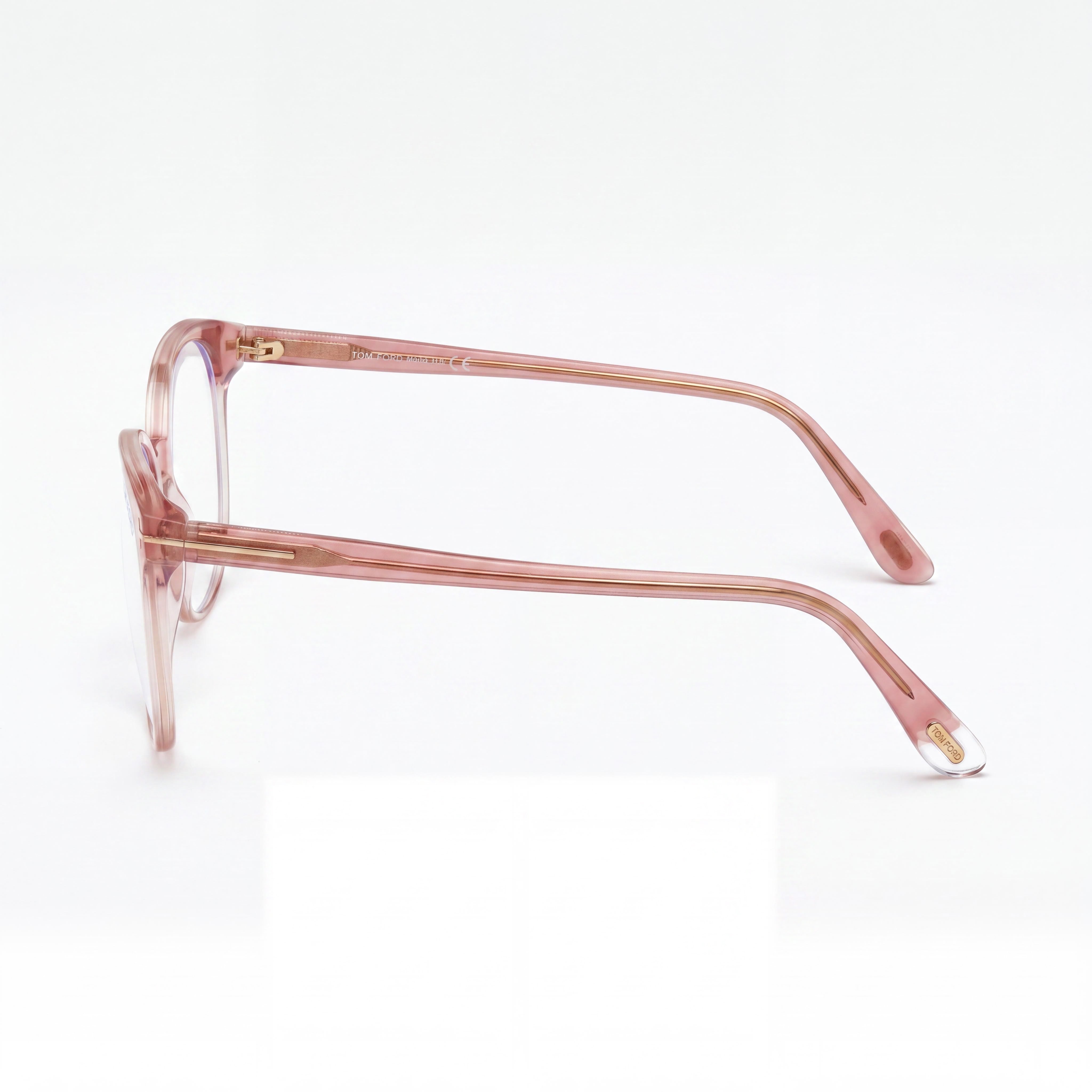 Tom Ford Ft5671-f-b Gafas Hombre De Acetato Rosa Transparente Brillante Con Bloqueo De Luz Azul 55mm, Photo 2