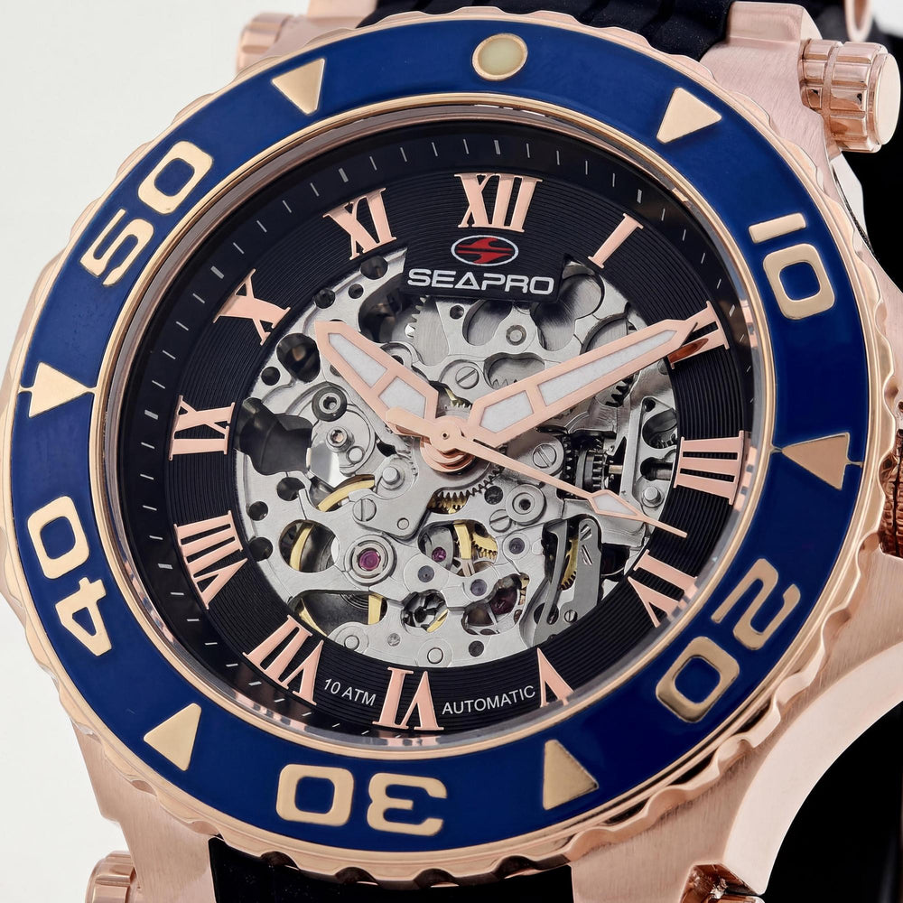 Seapro Modern Men's Black Automatic Stainless Steel Water Resistant Watch