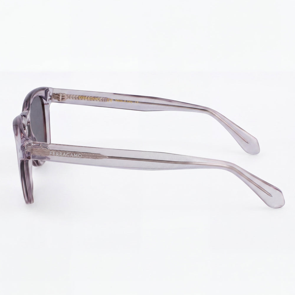 Gafas de sol rectangulares Ferragamo Sf2040se para hombre, de acetato transparente gris con lentes de policarbonato de 50 mm con protección UV 400