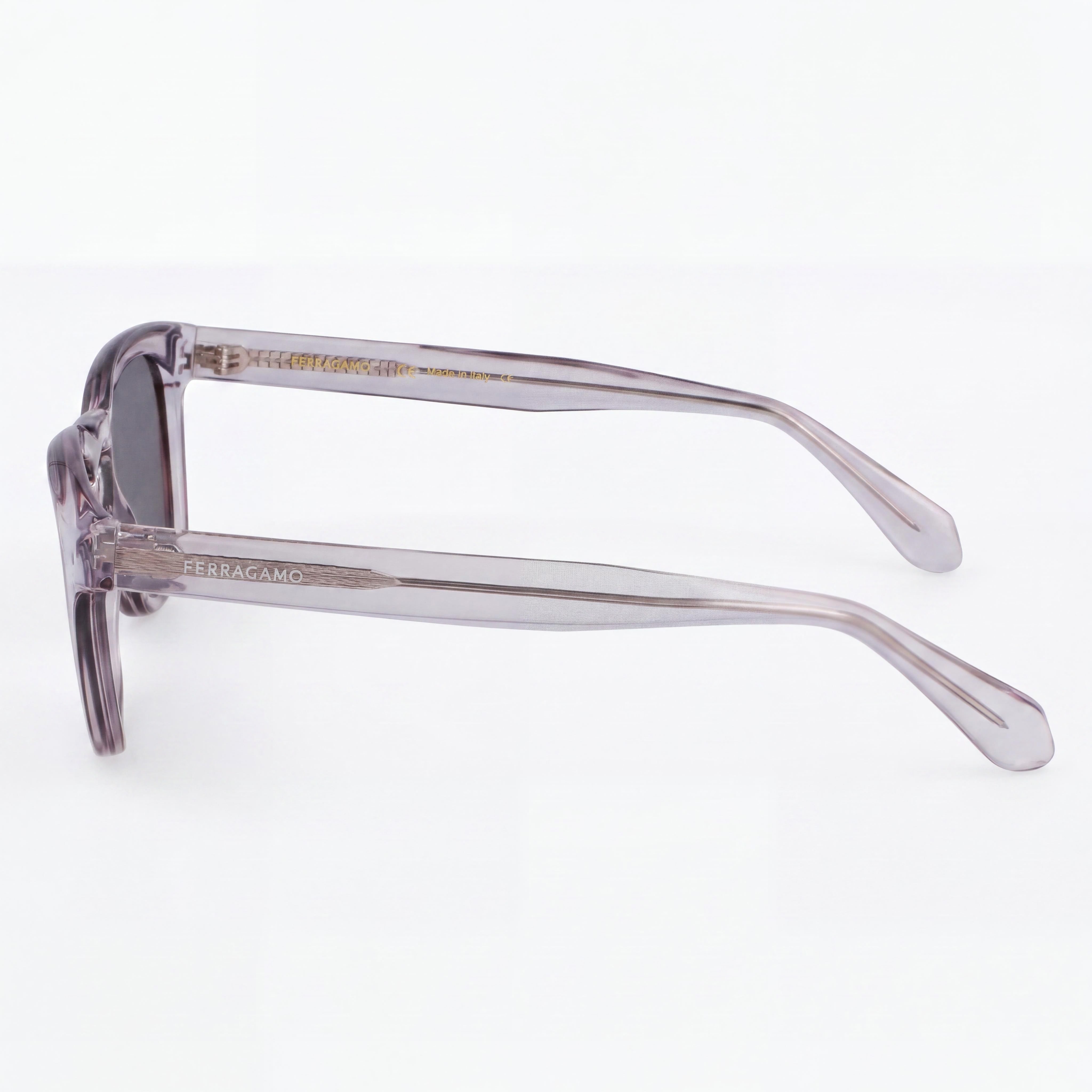 Gafas de sol rectangulares Ferragamo Sf2040se para hombre, de acetato transparente gris con lentes de policarbonato de 50 mm con protección UV 400, Photo 3