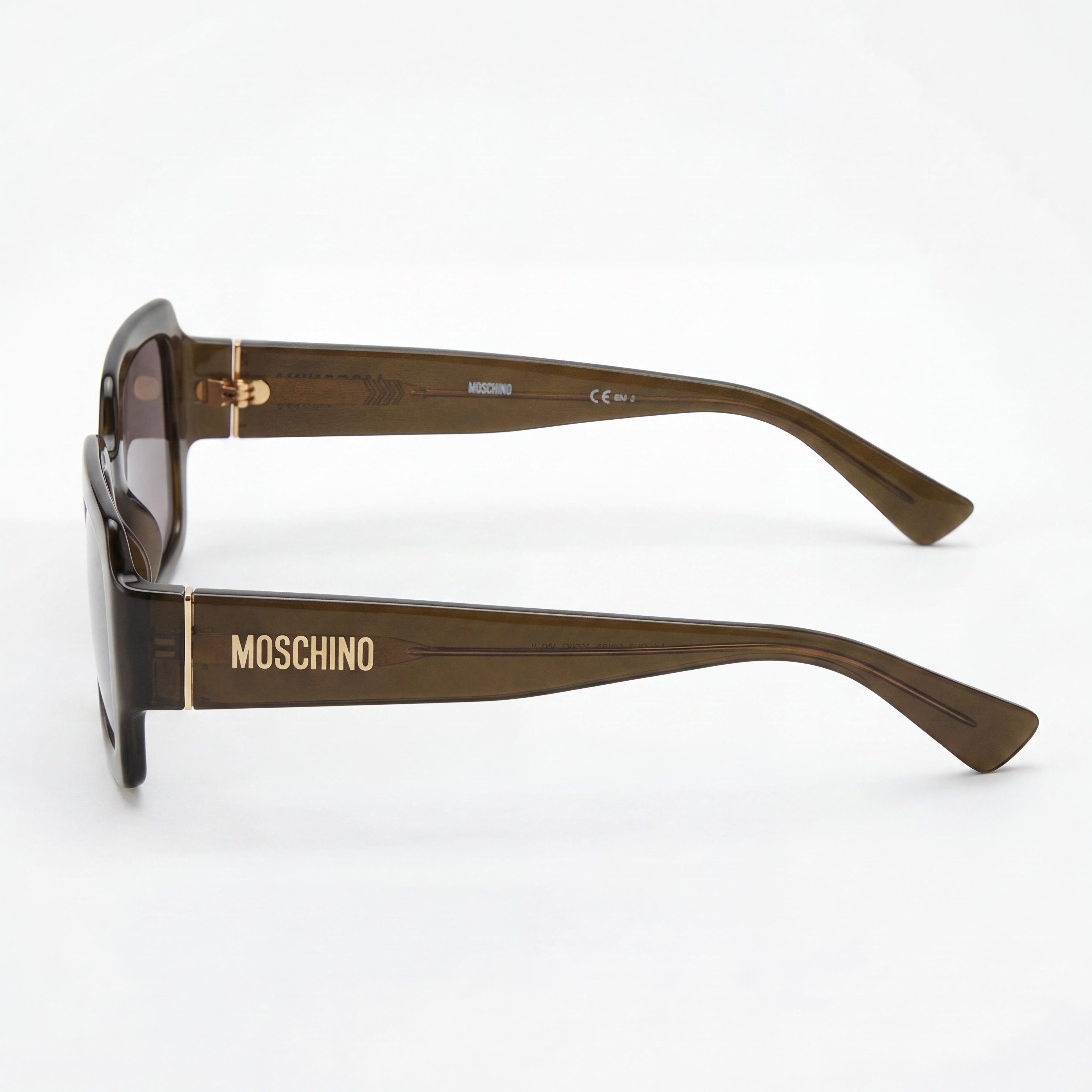 MOSCHINO Classic Square Women's Sunglasses with Red Plastic Frame, Amber Polycarbonate Lenses, UV Protection, 50mm, Photo 3