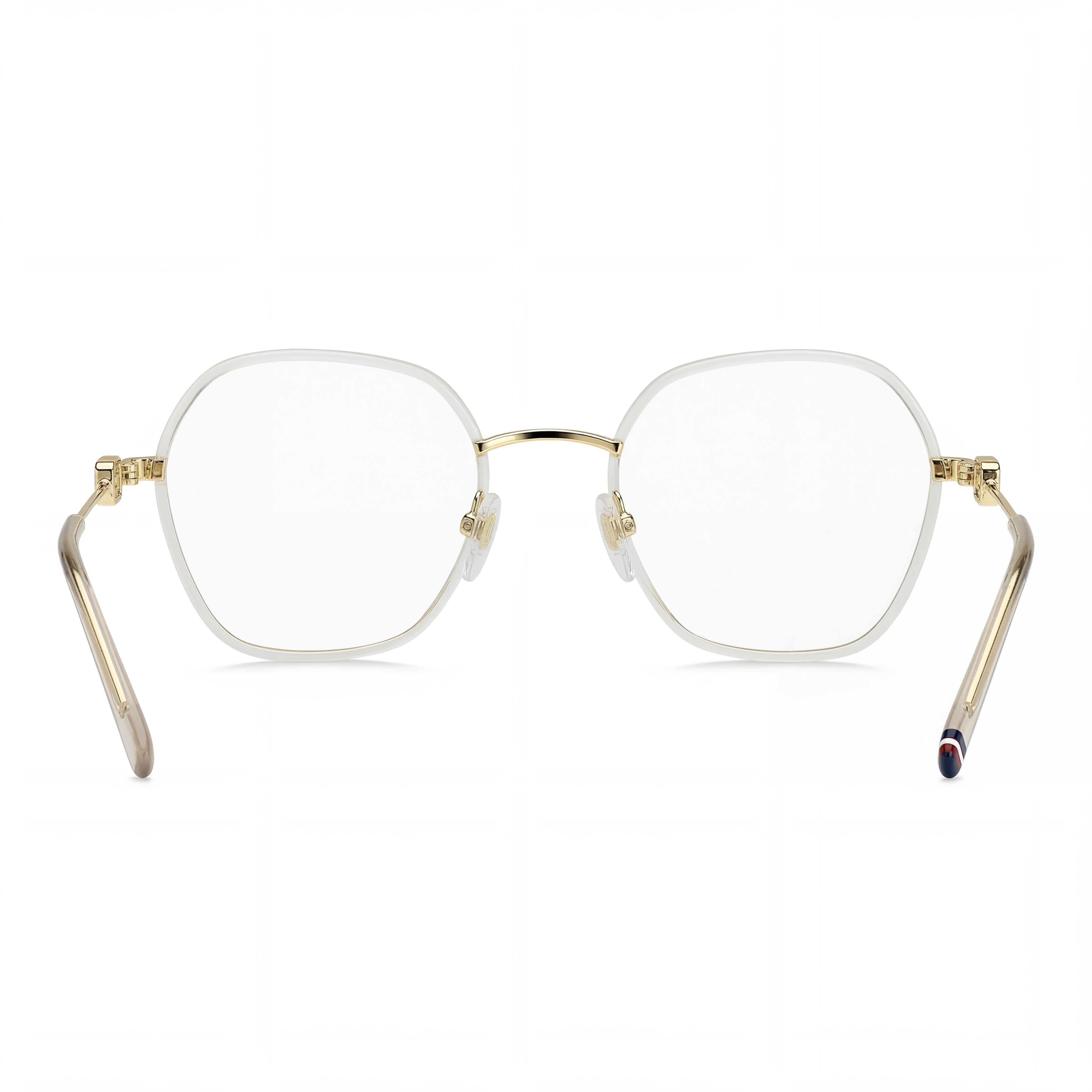 Gafas ópticas Tommy Hilfiger modernas para mujer, montura de metal dorado y marfil, lentes no polarizadas de 50 mm, Photo 3