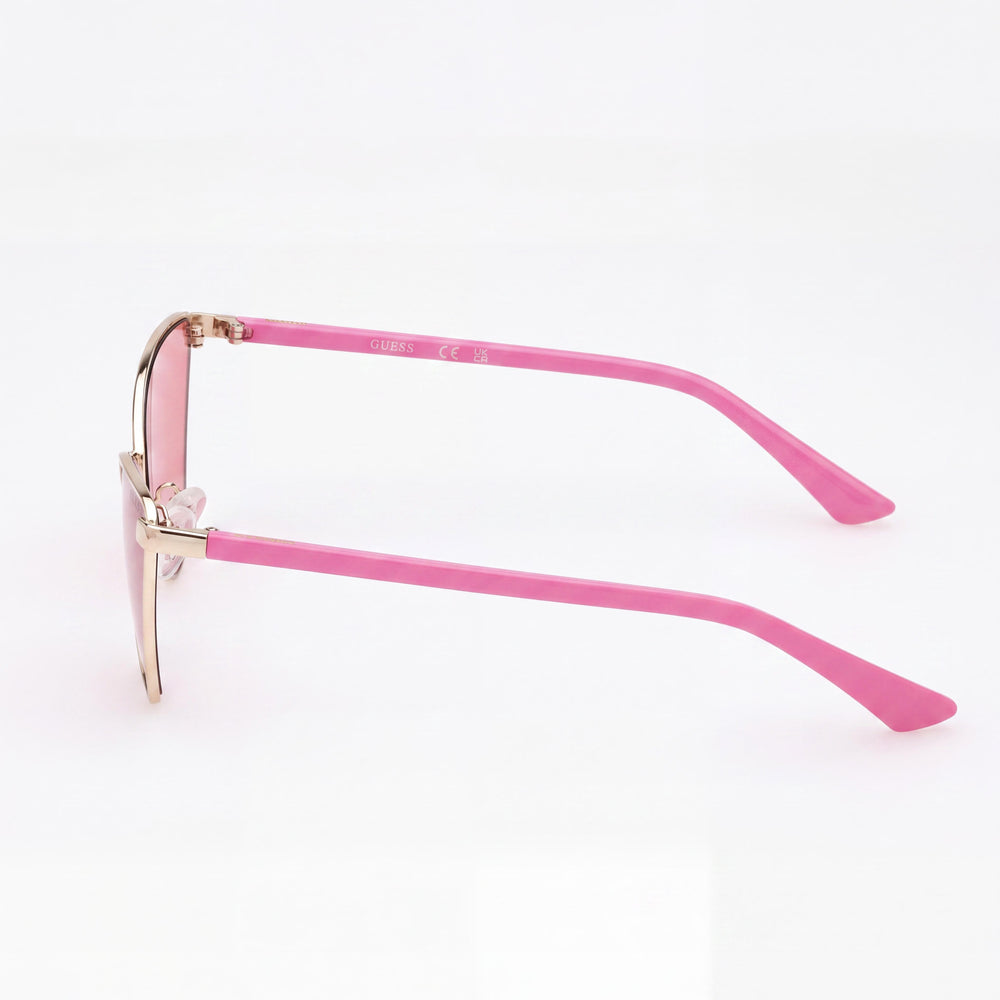 GUESS GU8286 Women's Sunglasses, Metal Gold Frame, Bordeaux Polycarbonate Non-Polarized Lenses, Size 55-13-135mm