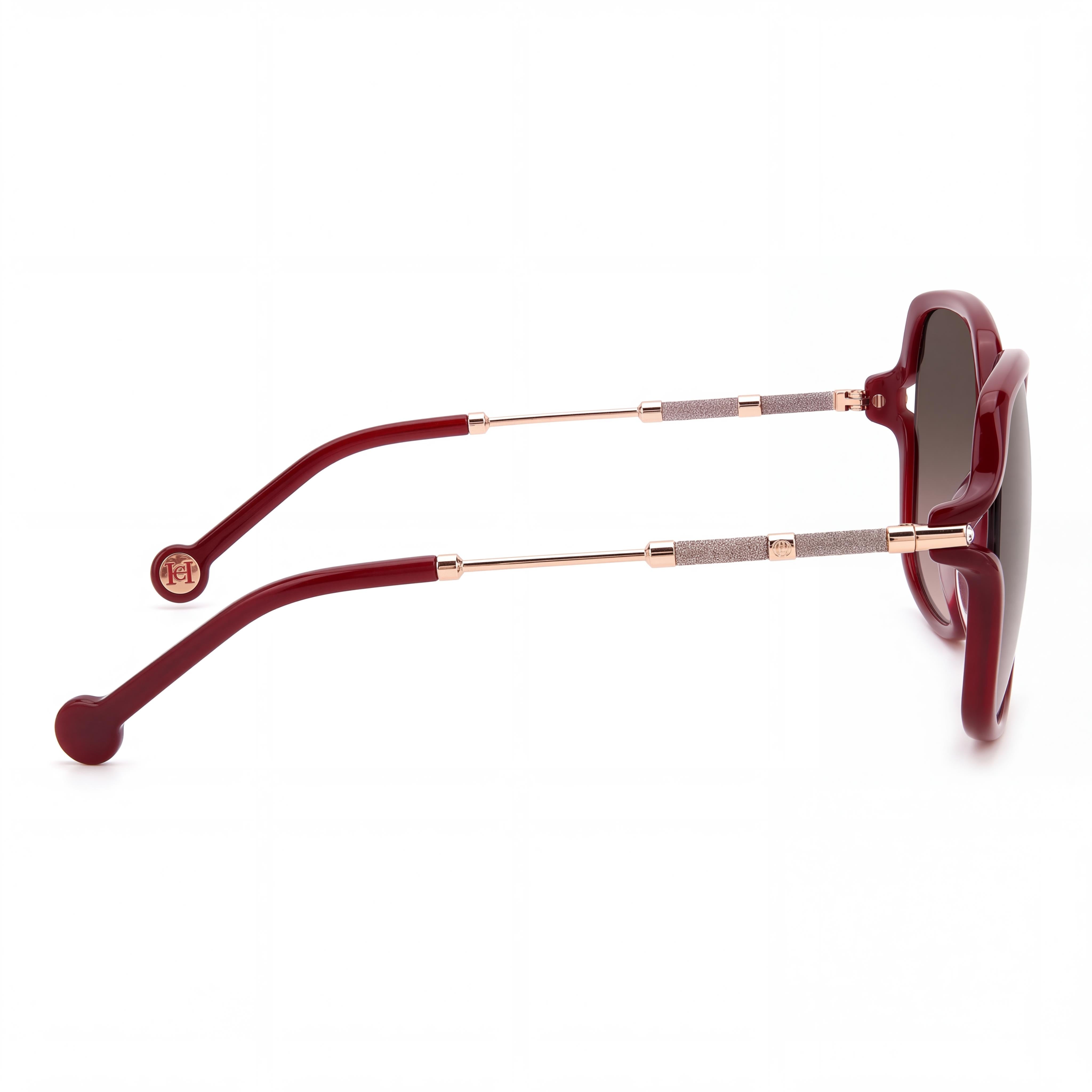 Carolina Herrera Casual Women's Plastic Sunglasses Burgundy Brown Shaded Frame, Brown Shaded Lenses, 100% UV Protection 58mm, Photo 3