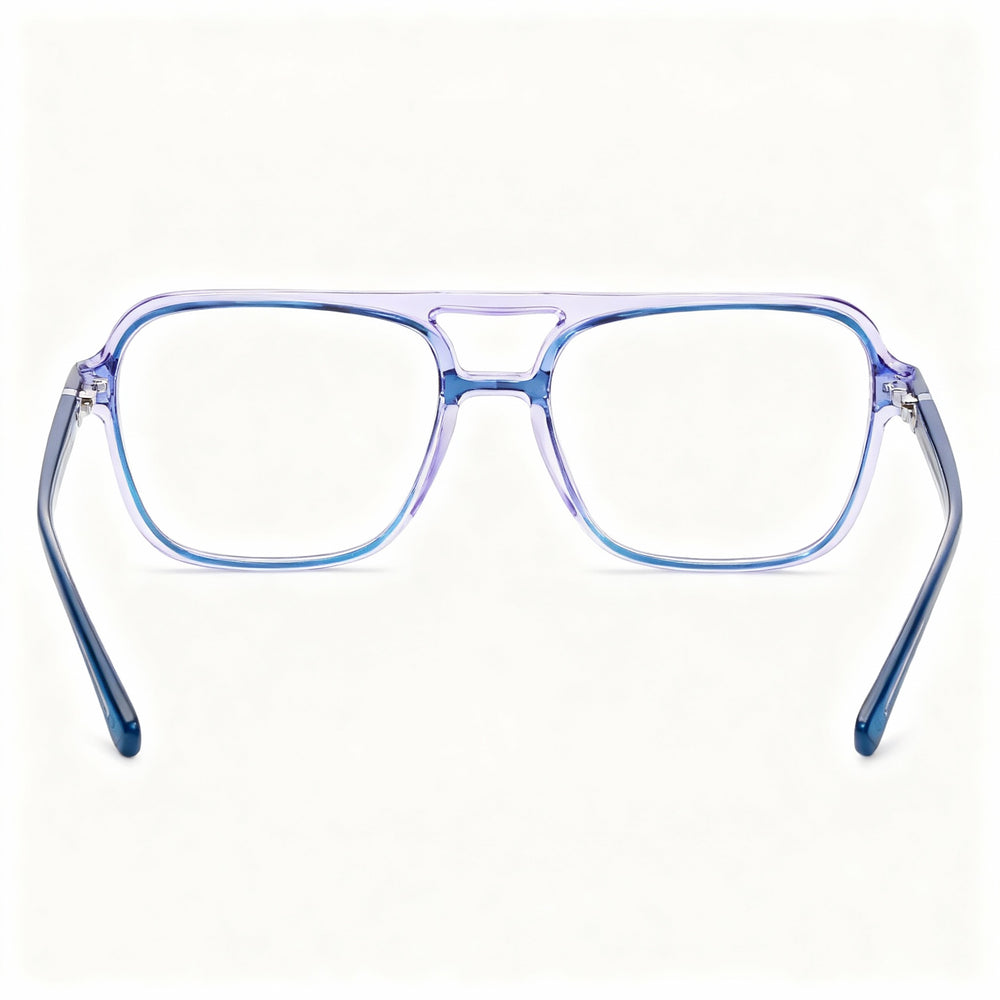 Gafas MCALLISTER Mc4534 para hombre con montura completa de metal y lentes transparentes en color verde azulado y morado. Ancho de lente: 56 mm. Ancho de puente: 18 mm. Largo de patilla: 140 mm.
