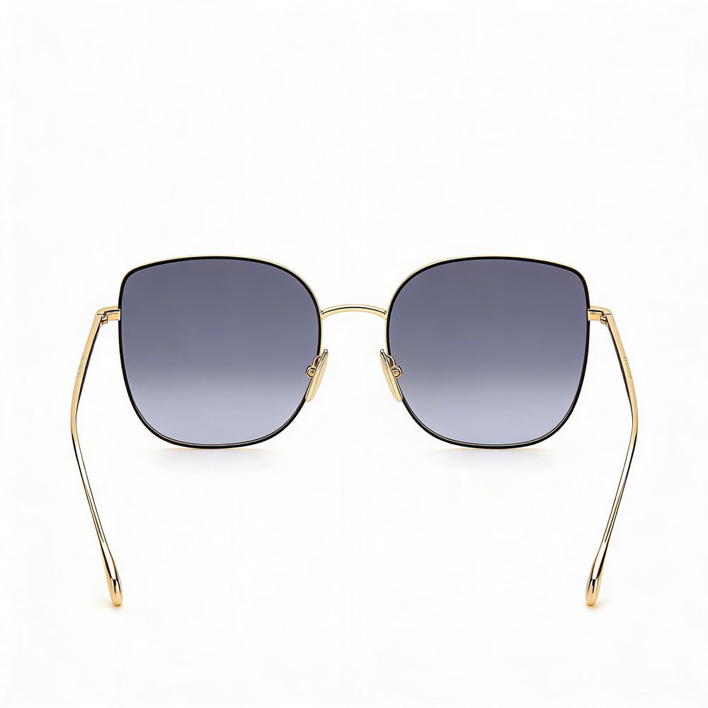Gafas de sol clásicas Isabel Marant para mujer, montura completa, cuadradas, de acero inoxidable, color negro y dorado, de policarbonato, no polarizadas, de 58 mm