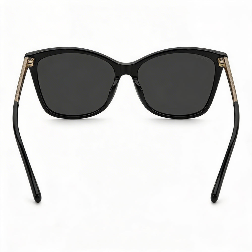 Gafas de sol informales JIMMY CHOO para mujer, montura de acetato negro, lentes negras con protección UV de 56 mm