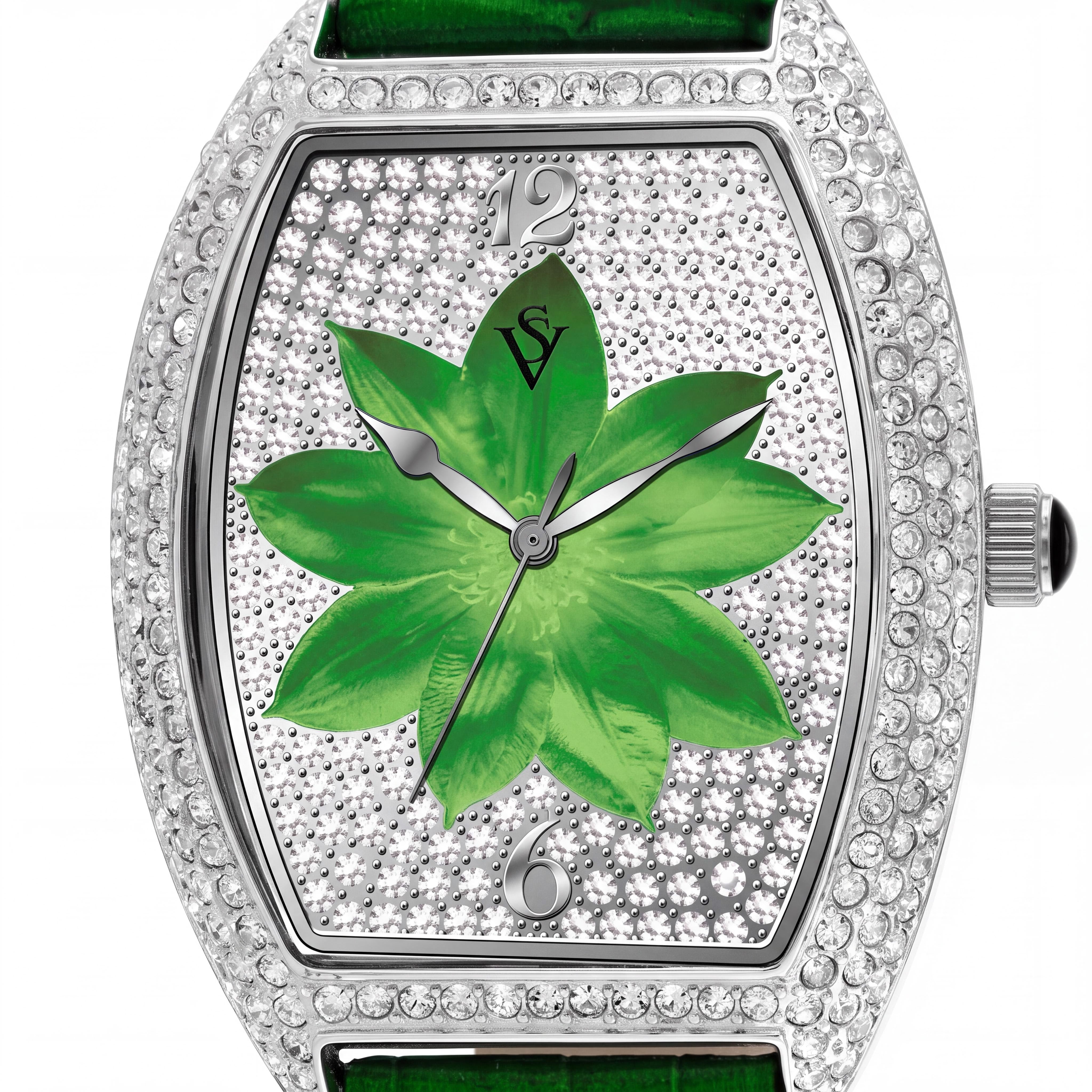Christian Van Sant CV4853 Modern Women's Green Dial Stainless Steel Leather Strap Quartz Water Resistant Watch, Photo 2