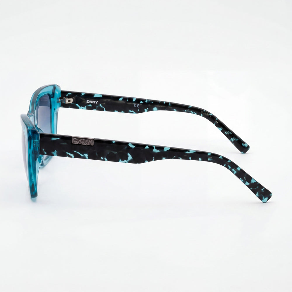DKNY Gafas de sol de hombre modernas con montura de plástico turquesa de cristal, lentes dobles degradadas azules y verdes, protección UV, 54 mm