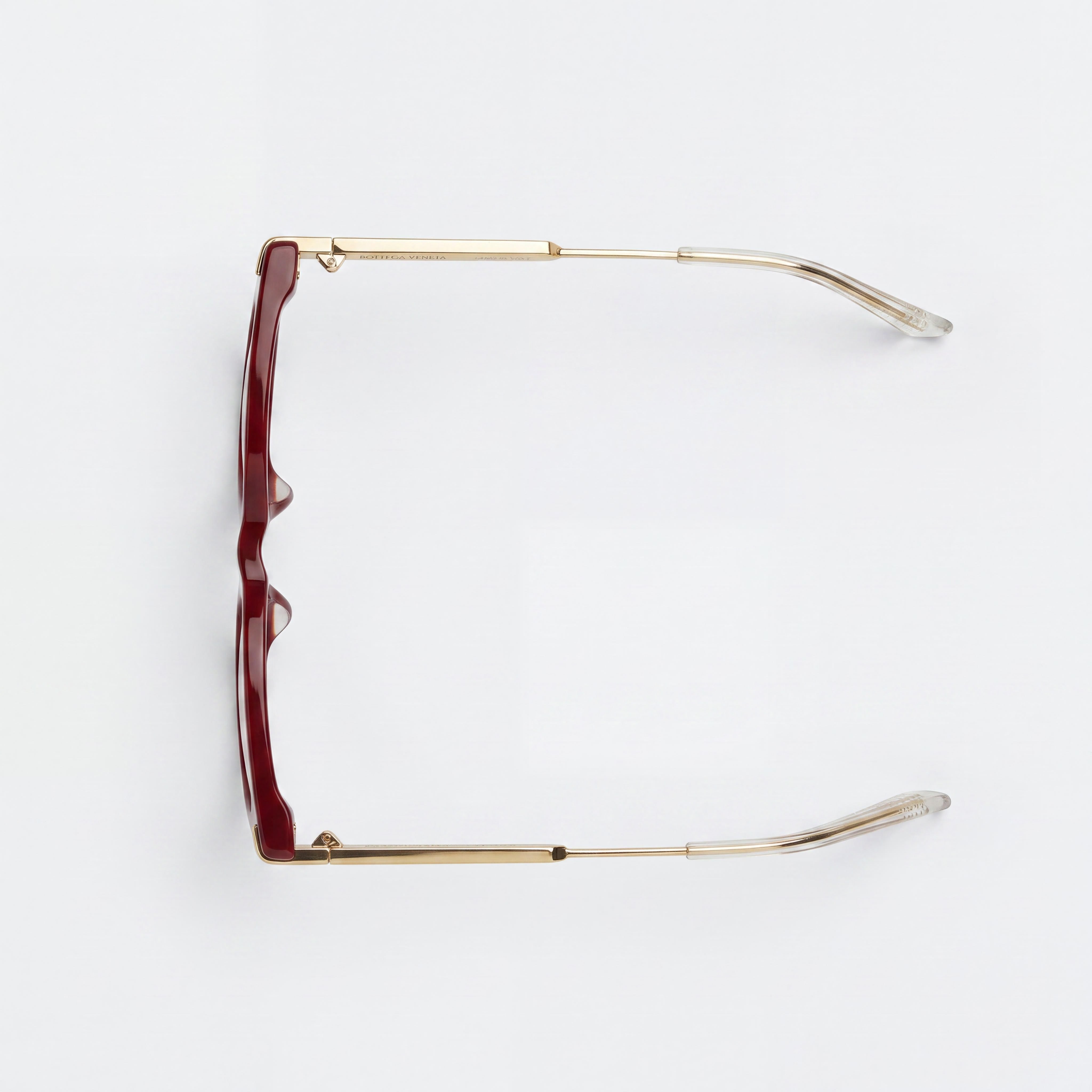Gafas Ópticas Cuadradas/Rectangulares Bottega Veneta para Mujer, Montura de Plástico Transparente Burdeos y Dorado, 53mm, Photo 2