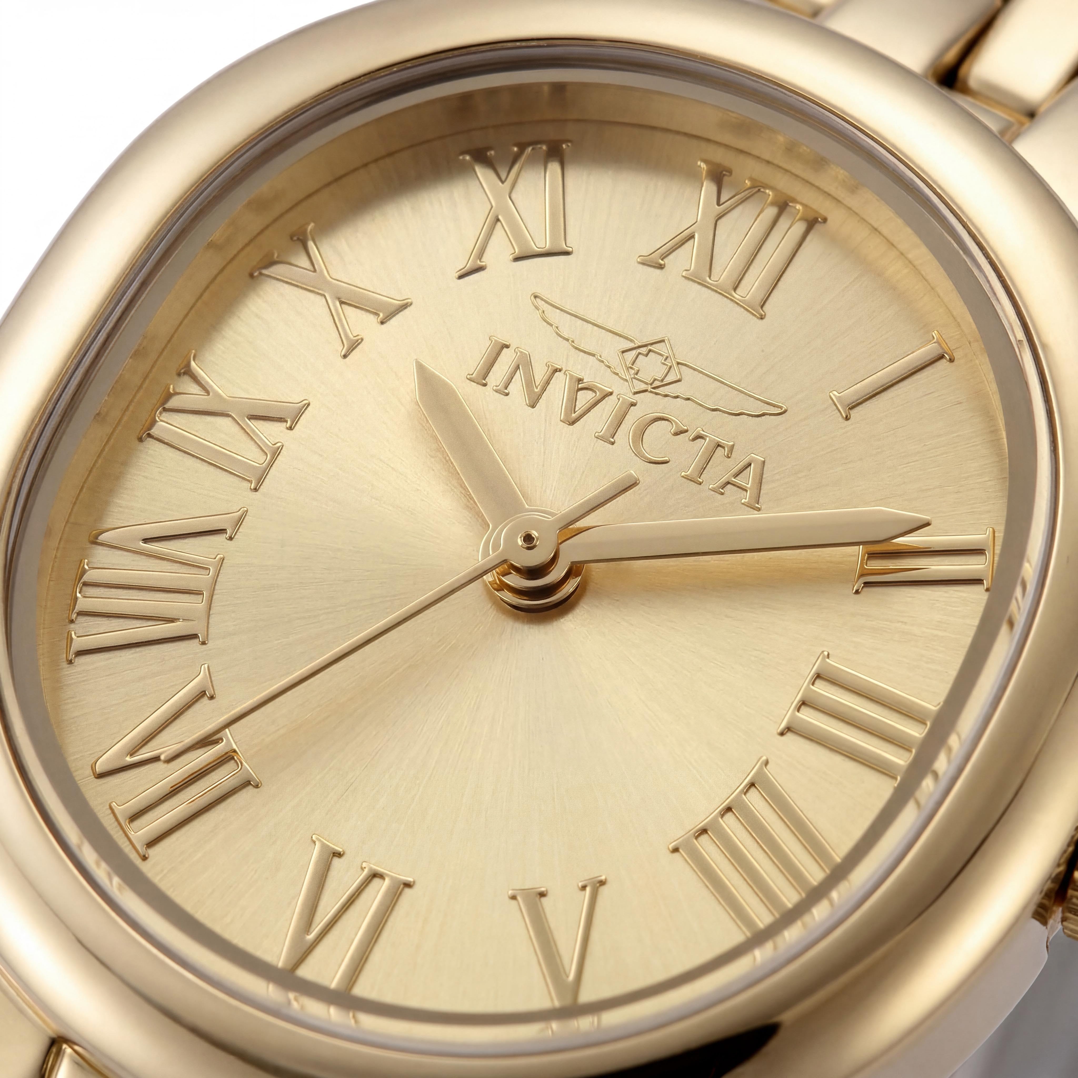 Invicta Angel Collection Bracelet Unisex Gold Dial Stainless Steel Quartz Watch 20mm Glow In The Dark 3 Bar WR, Photo 2