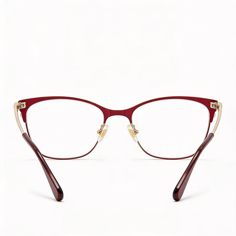 Gafas rectangulares Kate Spade New York para mujer, de metal color borgoña con lentes color borgoña 50-17-140