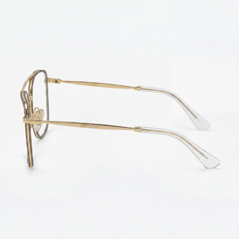 Gafas de sol Jimmy Choo para mujer, cuadradas, de metal brillante en oro rosa y policarbonato, 53 mm