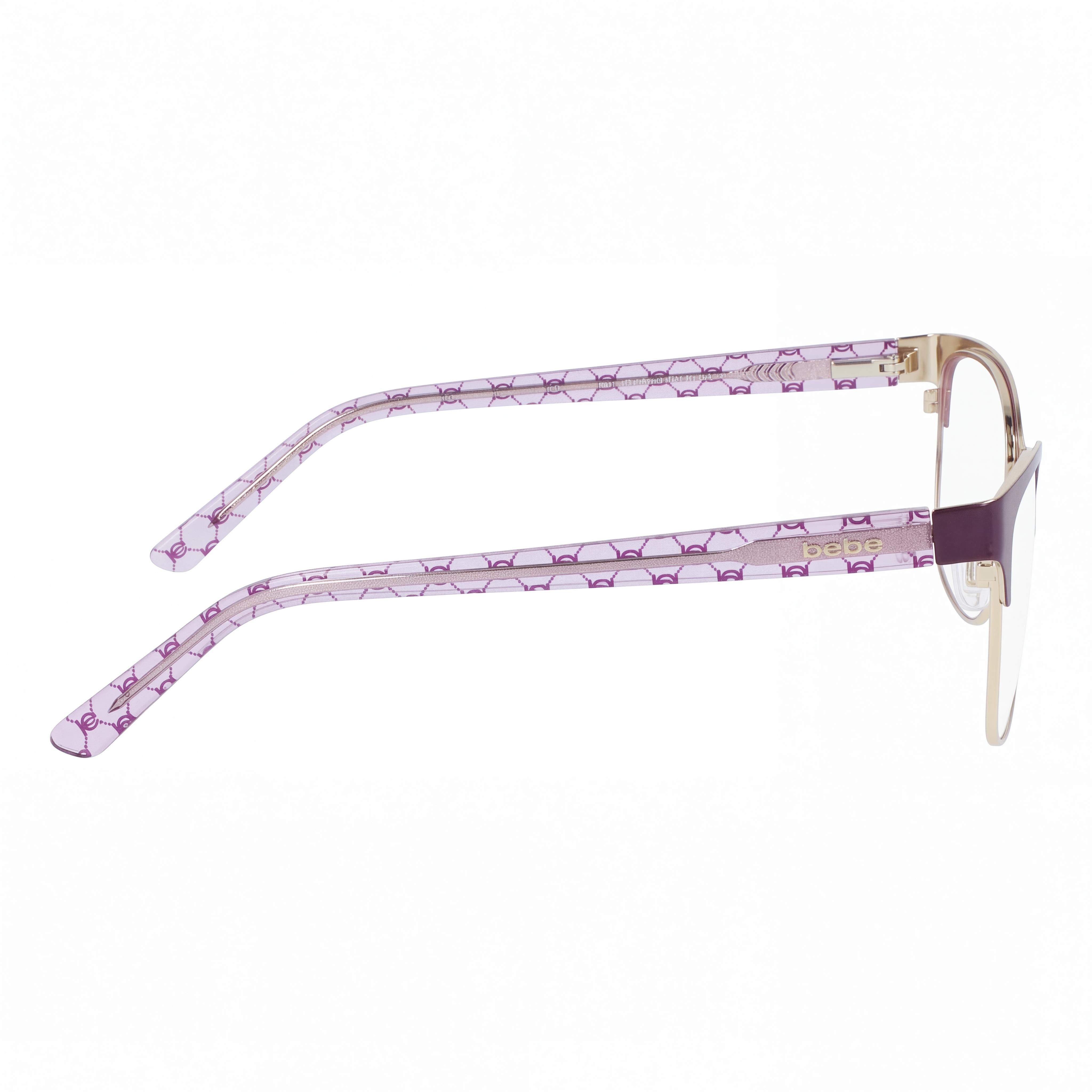bebe Bb5196 Men's Metal Eyeglasses Frames for Lenses in Plum, Lens Width 52mm, Bridge 16mm, Temple 135mm, Photo 3