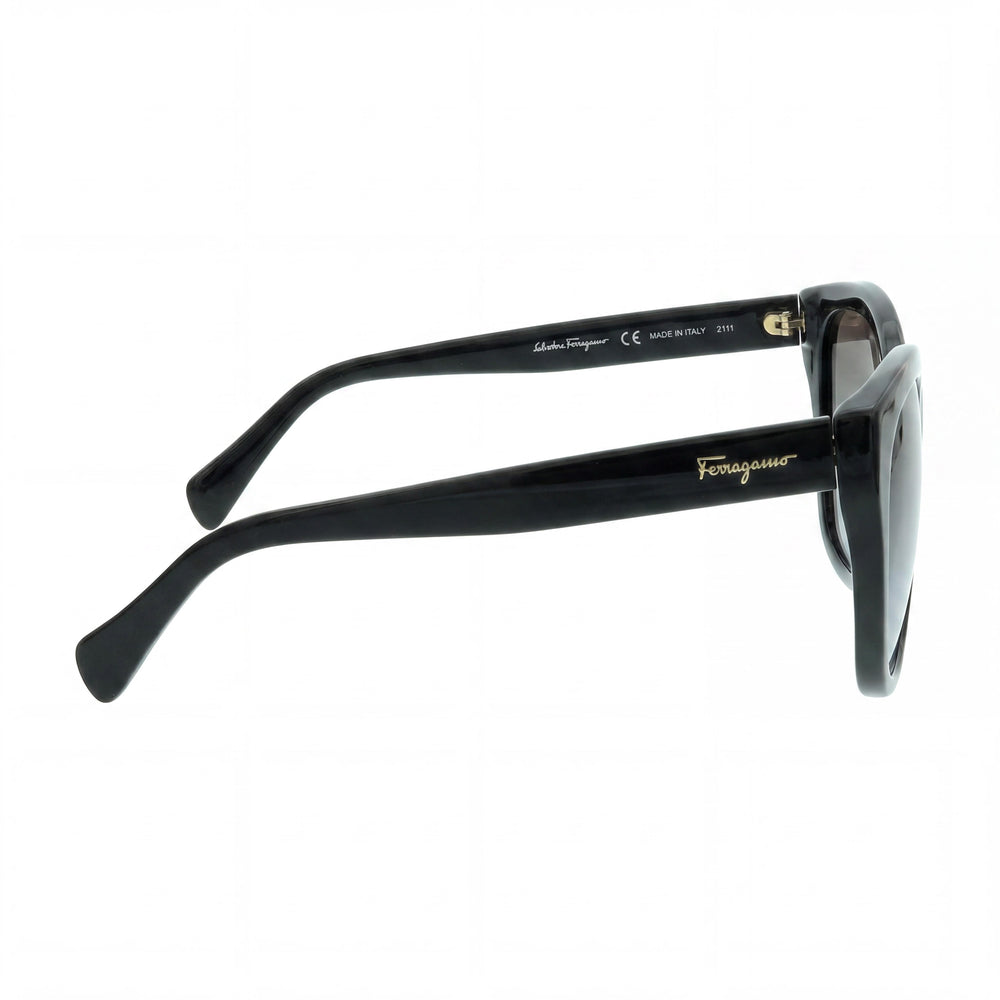 Gafas de sol Salvatore Ferragamo SF957S para mujer, de plástico negro con forma de ojo de gato, degradado gris, 100% protección UV, no polarizadas, 56mm