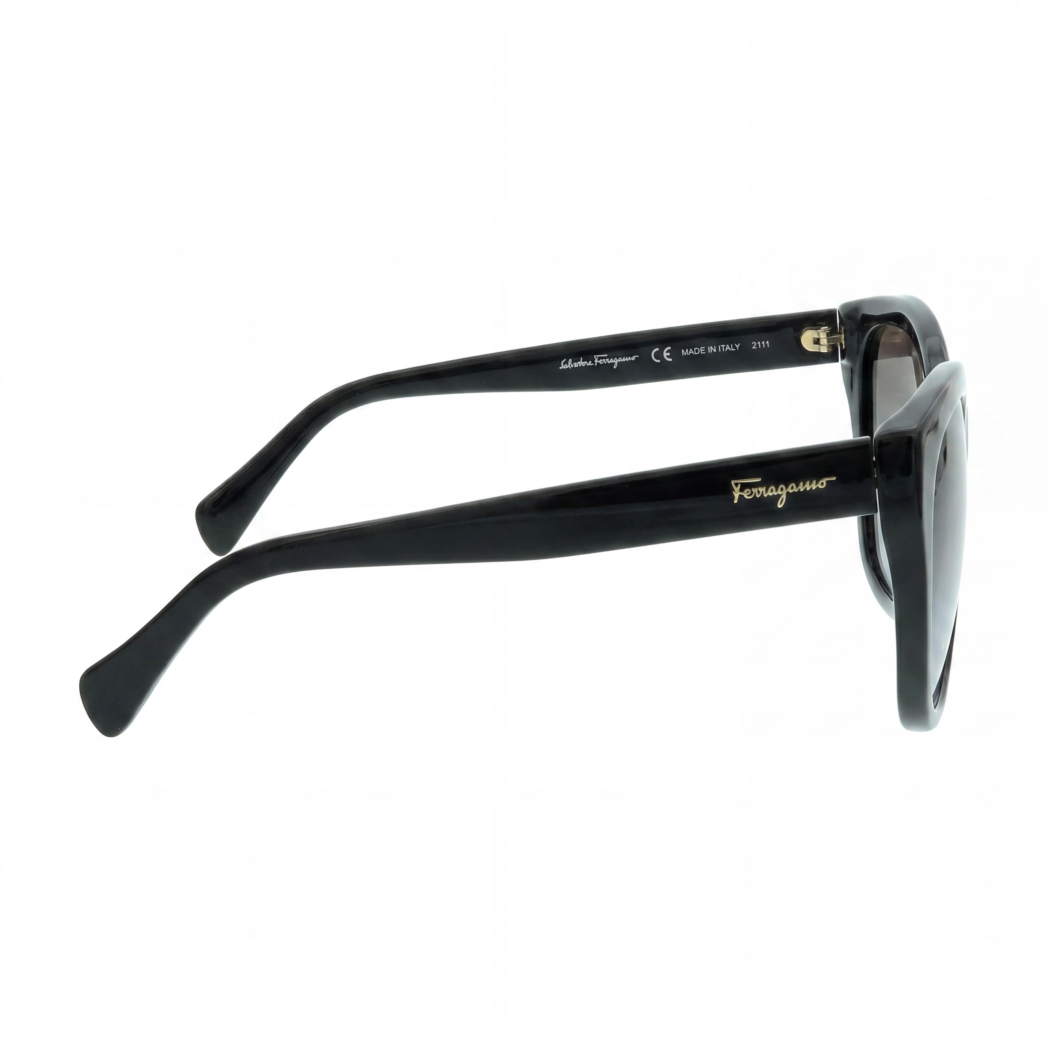 Salvatore Ferragamo SF957S Women's Black Plastic Cat Eye Grey Gradient 100% UV Protection Non-Polarized Sunglasses 56mm, Photo 2