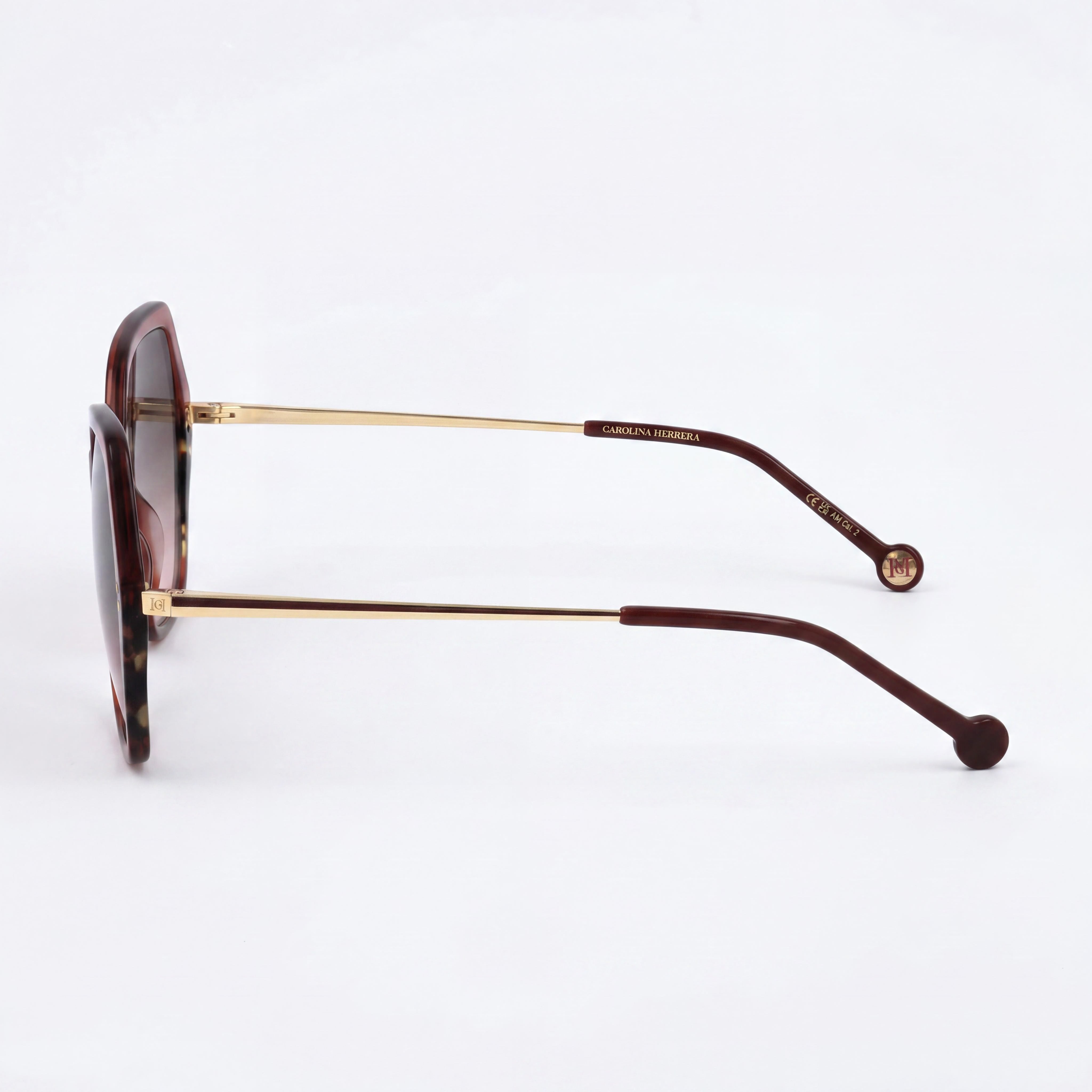 Carolina Herrera Essential Women's Light Acetate Sunglasses, Burgundy Havana Brown Frame 55mm, Photo 3