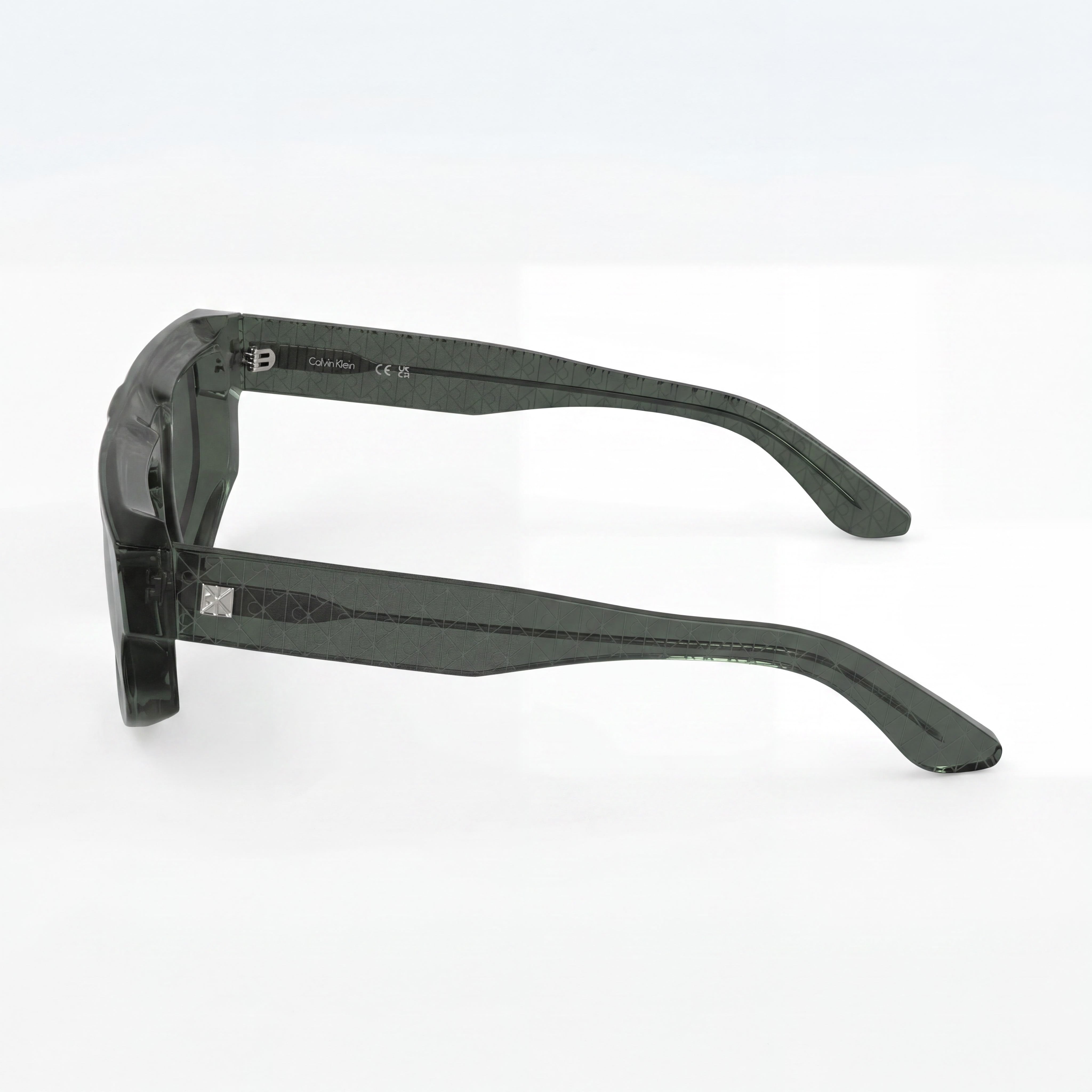 Calvin Klein Ck25539s Unisex Transparent Green Plastic Sunglasses with Solid Green Lenses 54mm UV Protection, Photo 3