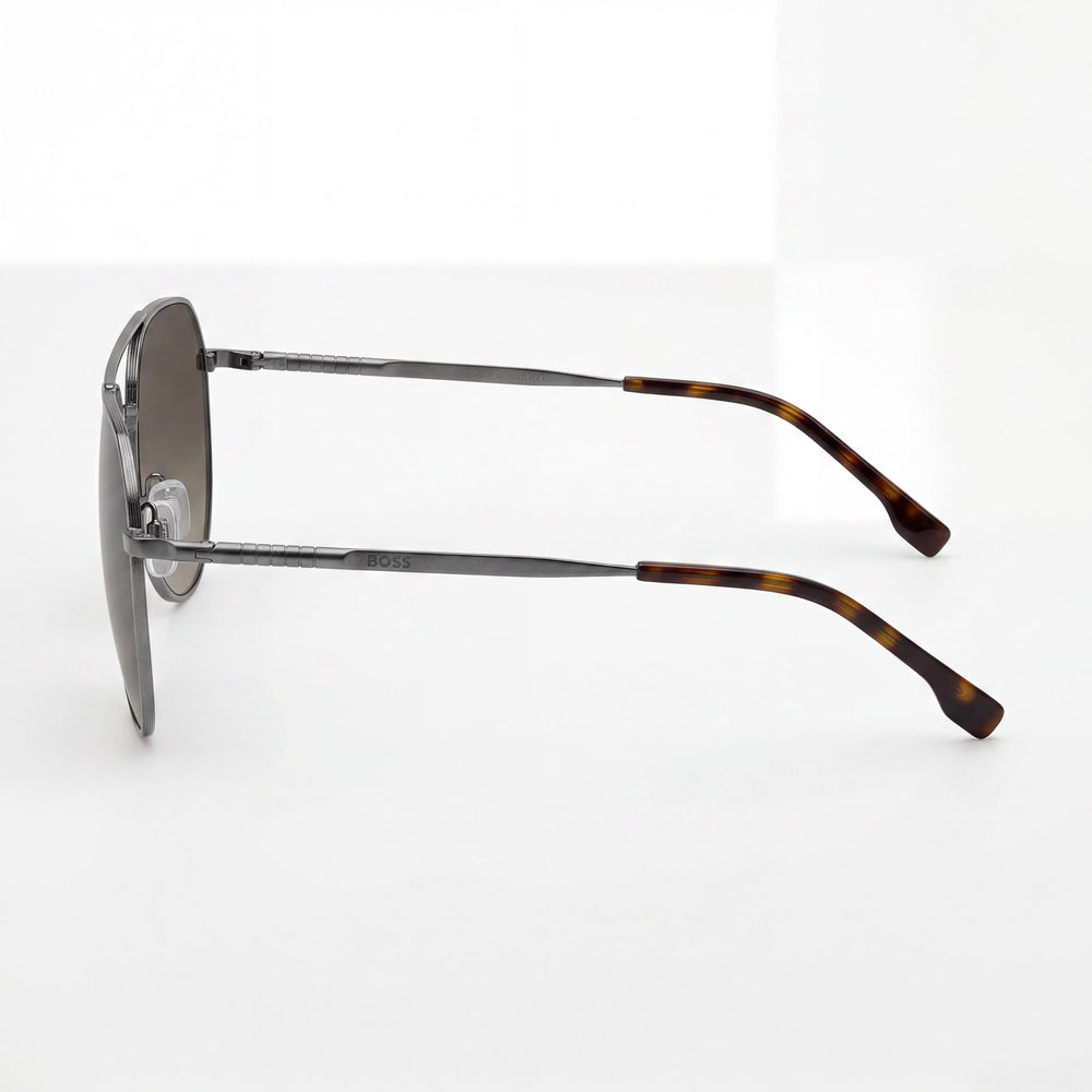 Gafas de sol para hombre Hugo Boss INTERNATIONAL, de metal, rutenio oscuro, con degradado marrón y 100% protección UV, 61 mm