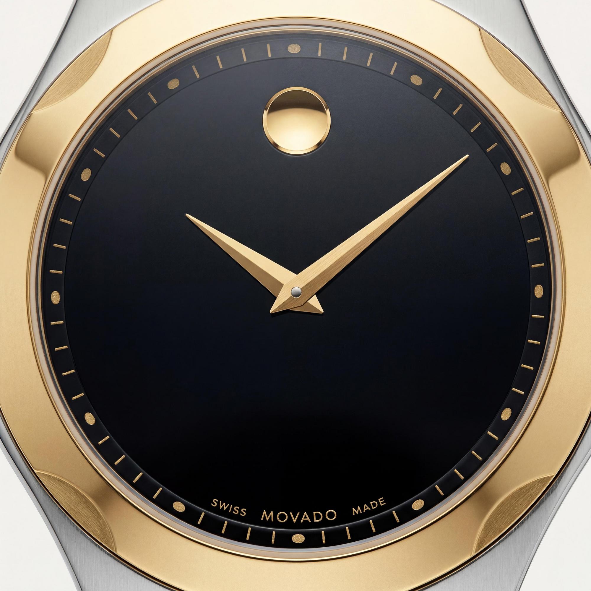 Reloj Movado Luno Sport para hombre, de cuarzo, plateado y dorado, de acero inoxidable en dos tonos, esfera negra, 40 mm, Photo 2