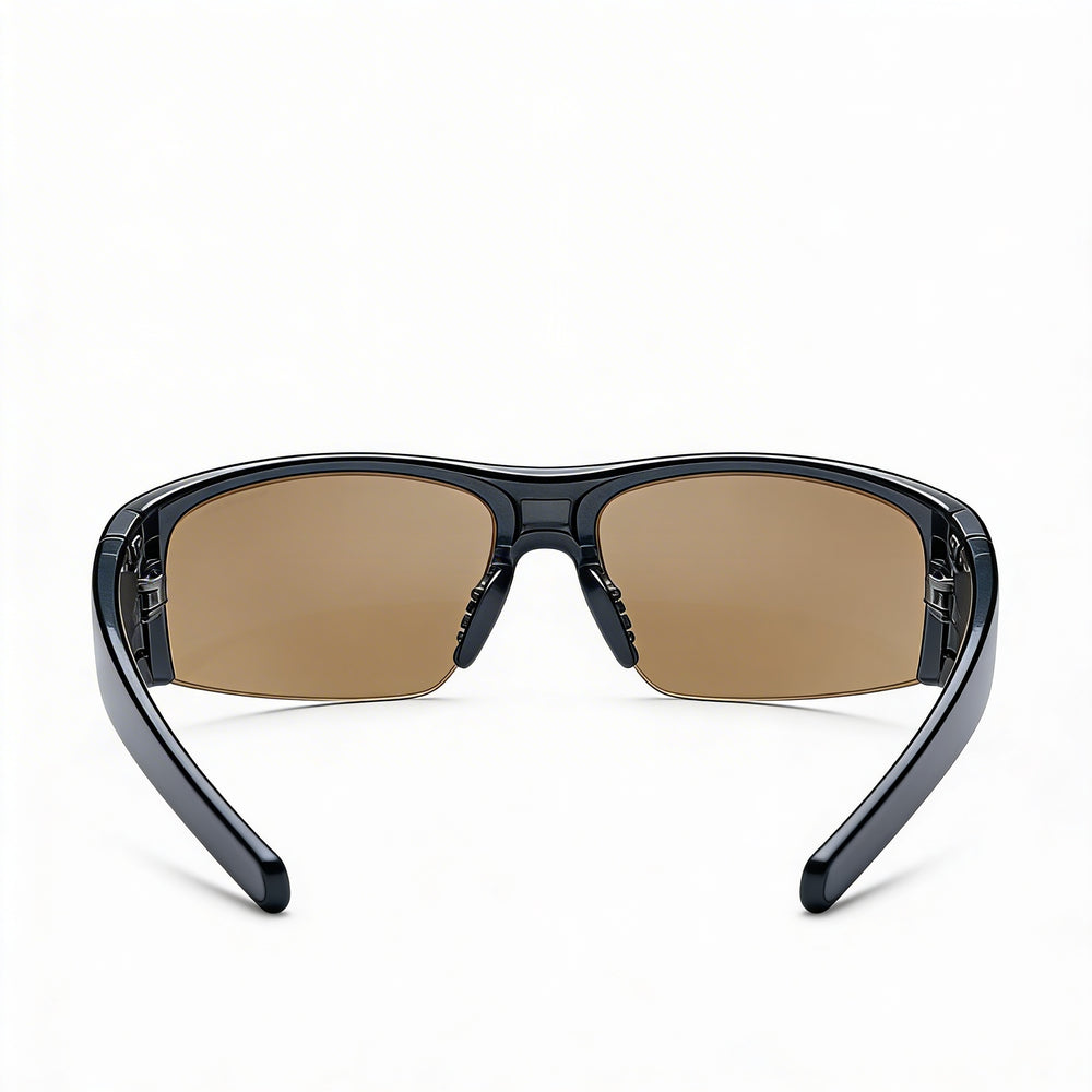 Nike Classic Unisex Polarized UV Protected Sunglasses - Onyx Plastic Frame, Brown Nylon Lenses, 135 Temple