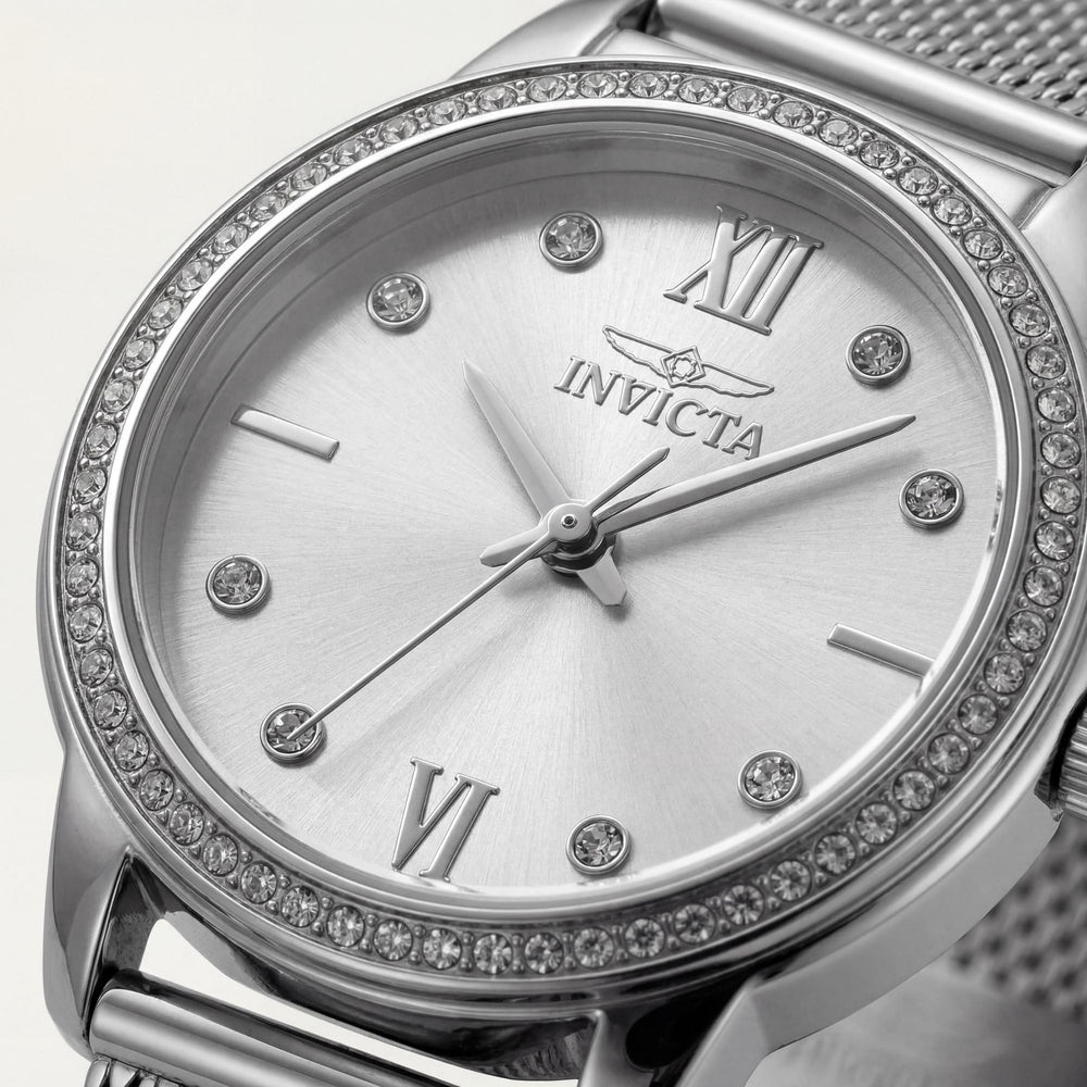Reloj Invicta Classic para mujer, caja de acero inoxidable de 30 mm y esfera de oro rosa.
