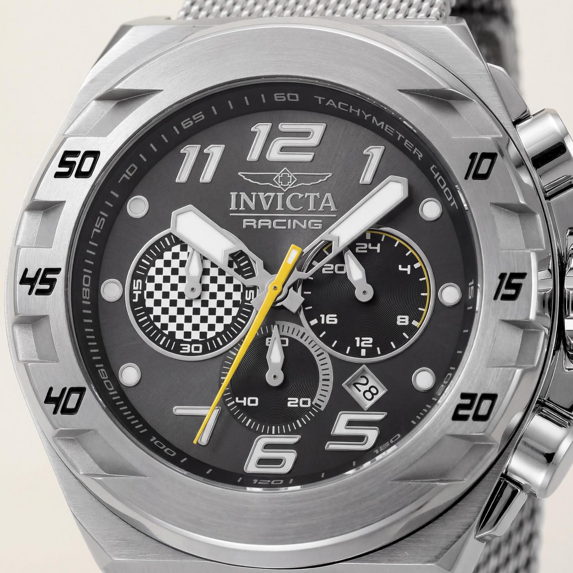 Reloj Invicta Racing 47201 de cuarzo, acero inoxidable plateado, 48 mm, esfera gris y correa de pulsera., Photo 2