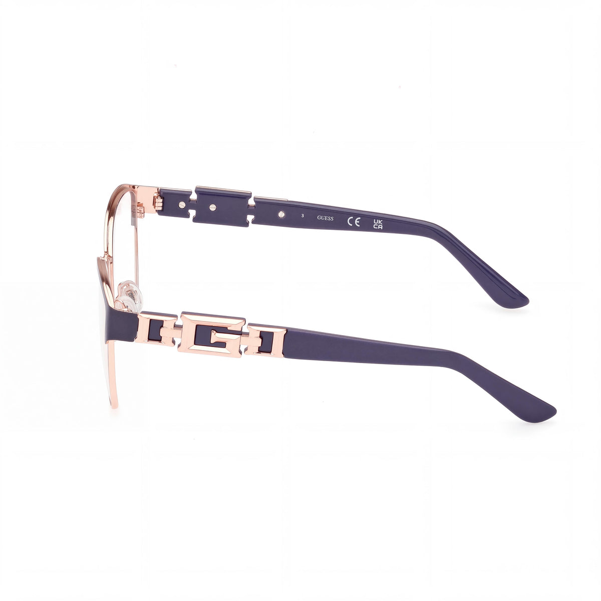 Gafas ópticas para mujer GUESS BROWLINE, montura multicolor, lentes transparentes, ancho de lente 140 mm, Photo 3