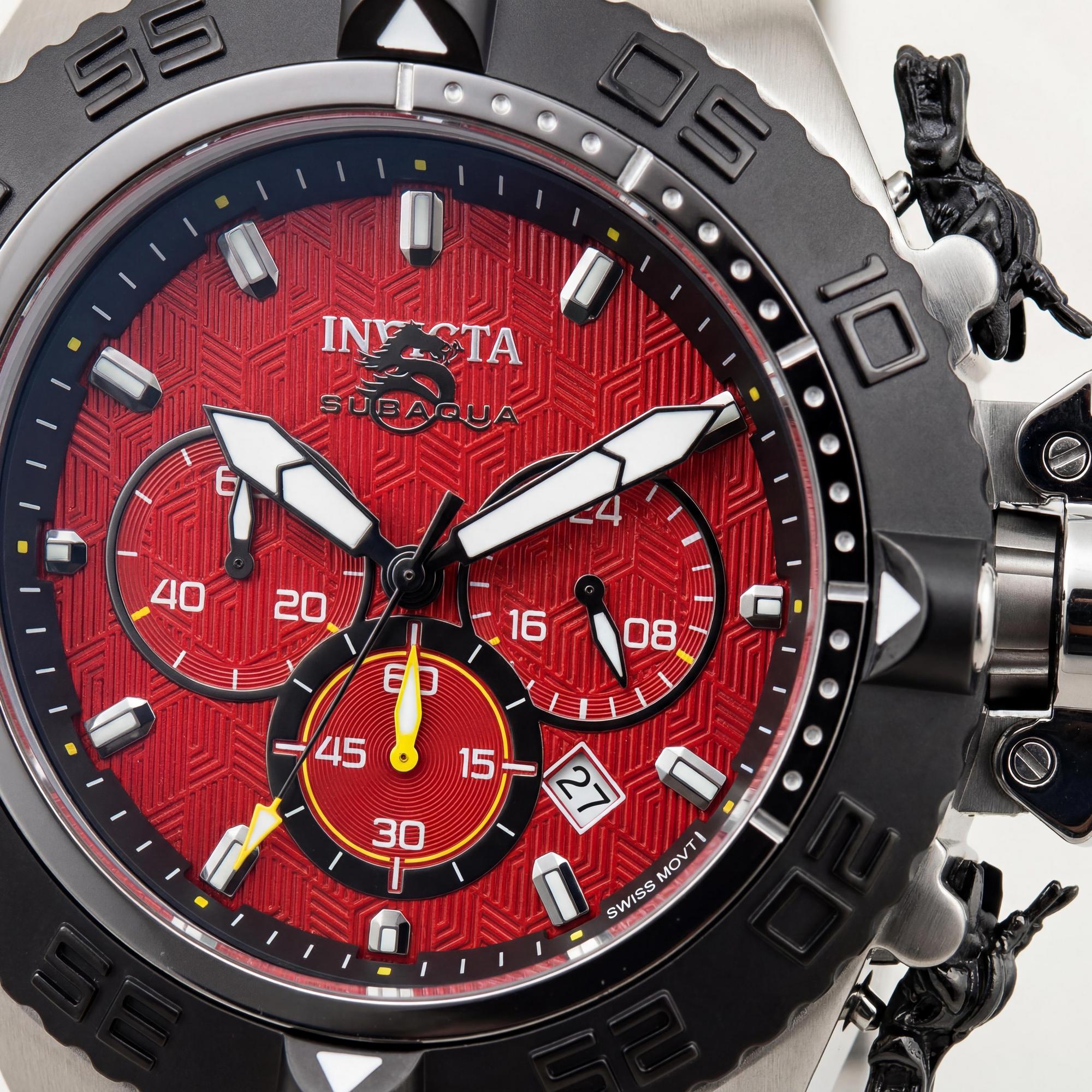 Reloj Invicta Subaqua - Noma IV 48199 de acero inoxidable, cronógrafo de cuarzo, esfera roja, 50 mm, Photo 2