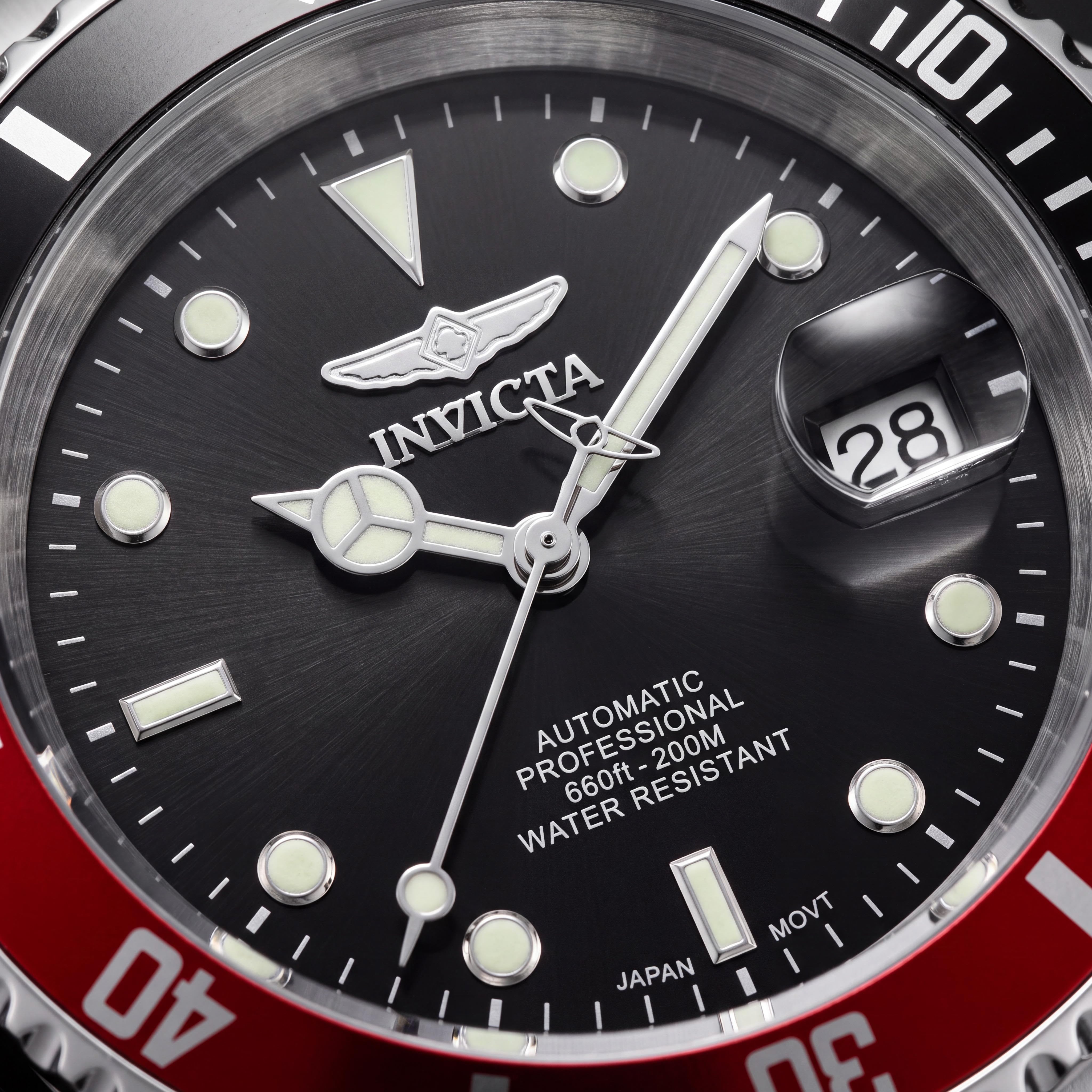 Invicta Pro Diver 9403OBXL Men's Automatic 43mm Stainless Steel Black Dial Silver/Red Bezel Water Resistant Watch, Photo 2