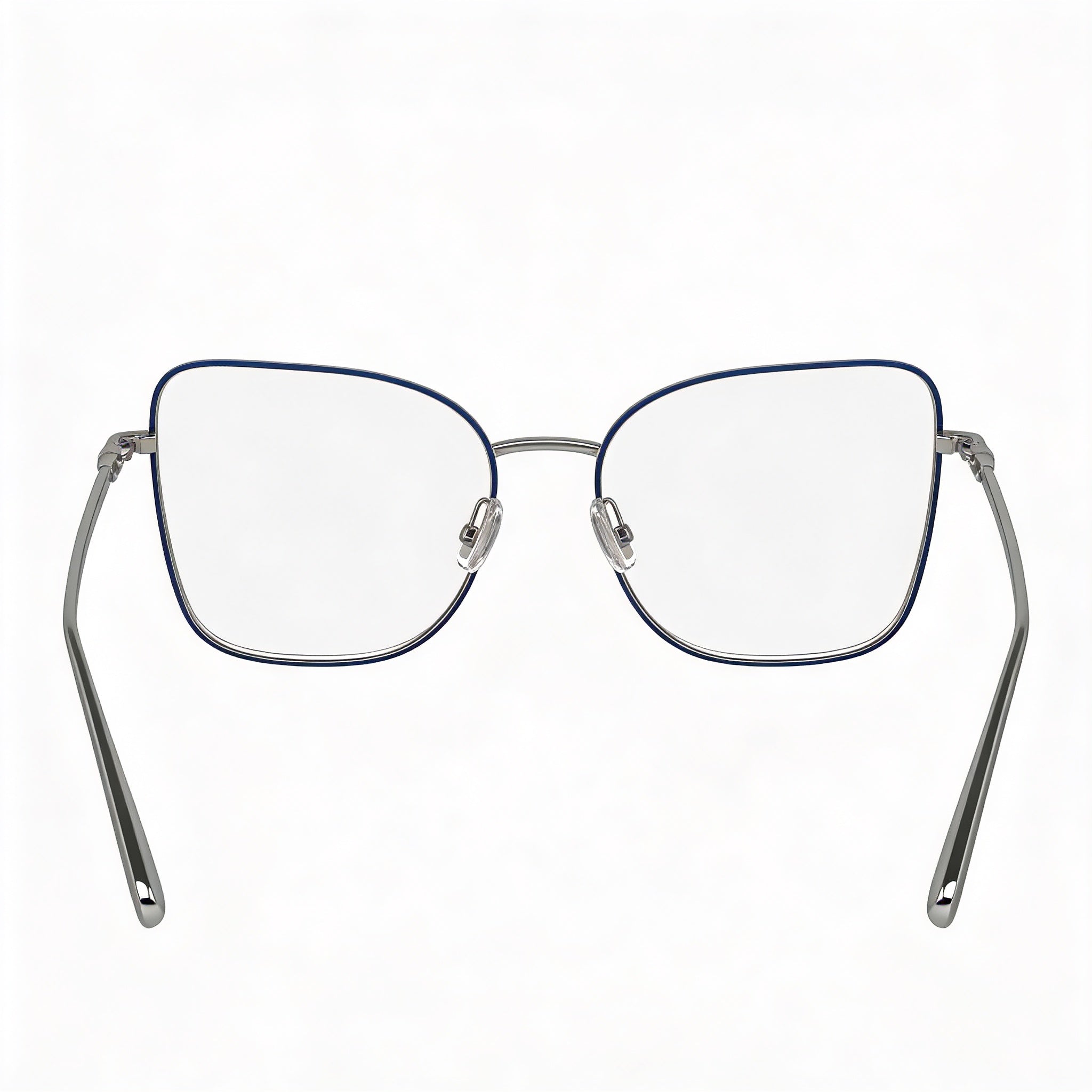 Gafas de sol modernas Longchamp para hombre con montura de metal en azul plateado y lentes azul plateado a juego, 52 mm, Photo 3