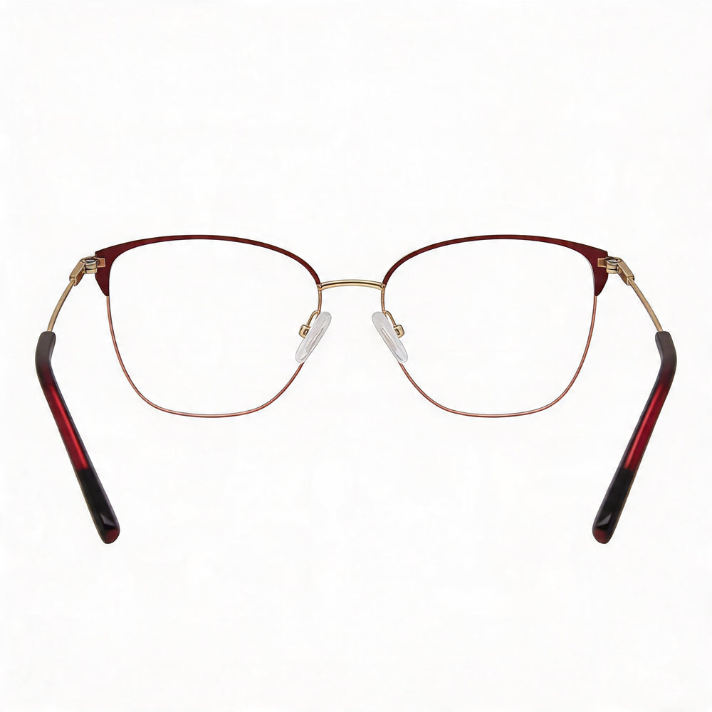 Adensco Classic Men's Burgundy Metal Frame Eyeglasses, Multicolor Polycarbonate Lenses, Size 53-16-135