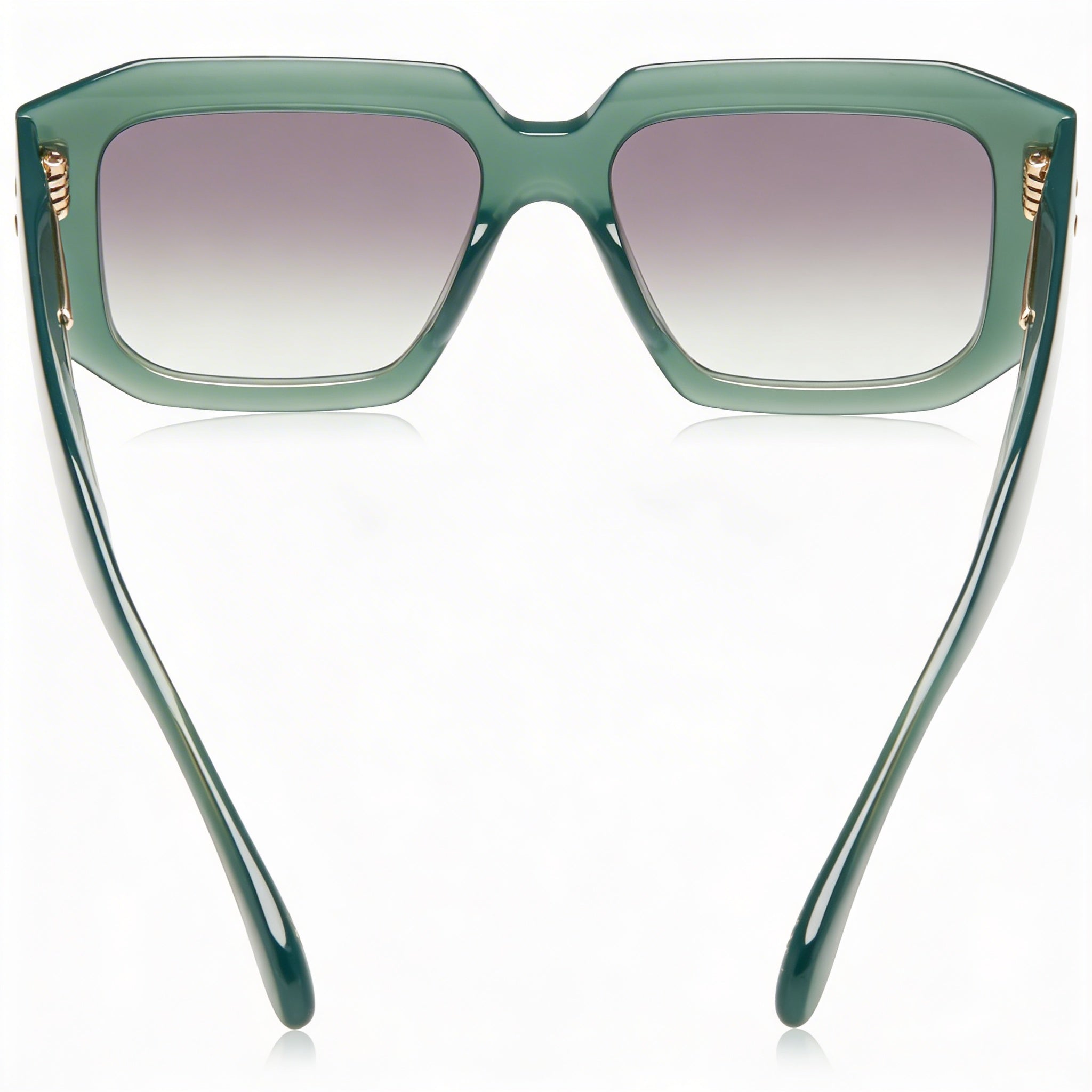 Isabel Marant Classic Women's Green Plastic Full Rim Rectangular Maxi Temple Sunglasses with Polycarbonate UV 400 Lenses 53mm, Photo 3