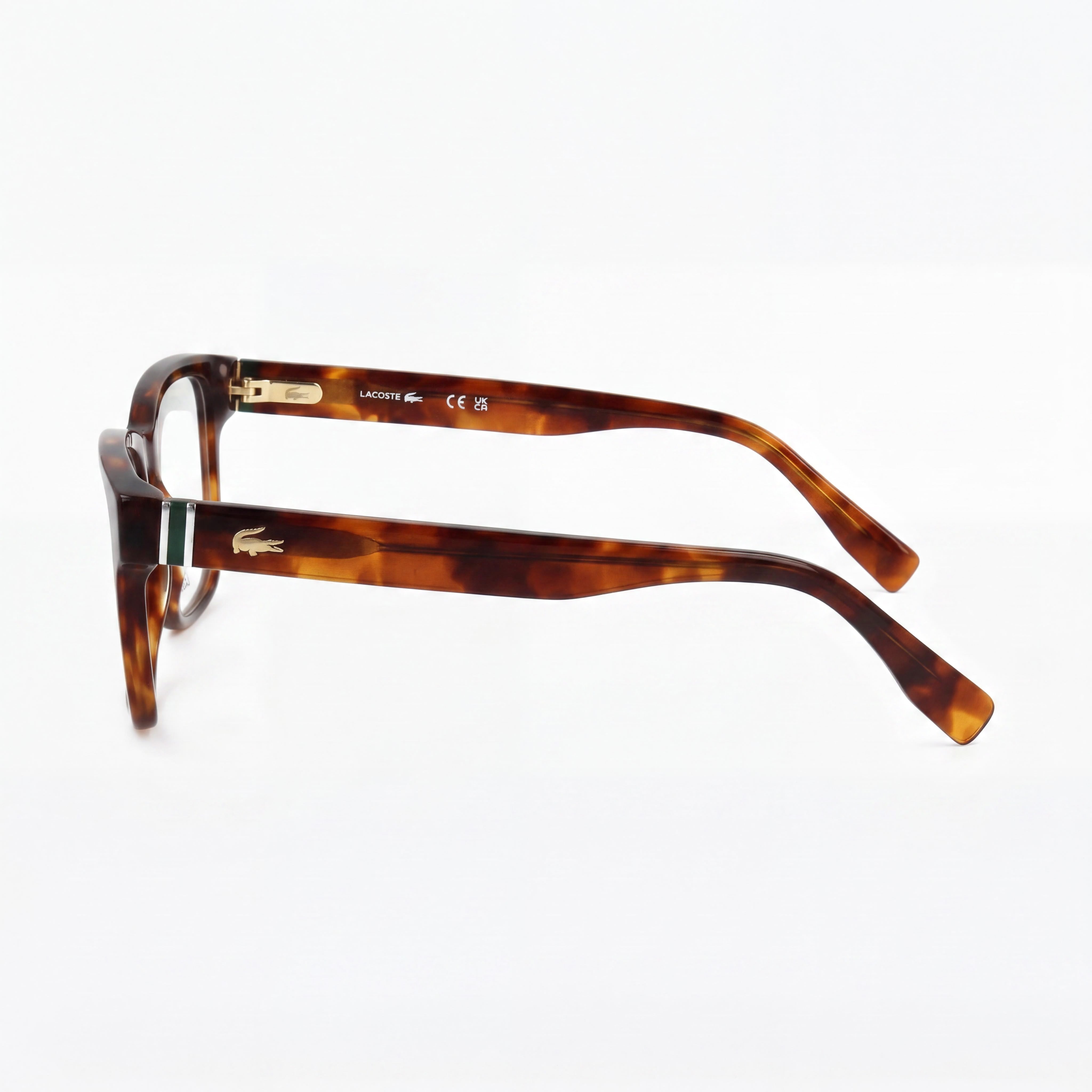 Gafas de sol Lacoste con montura de metal moderna para hombre y mujer en Havana Blonde, ancho de lente 54 mm, Photo 3