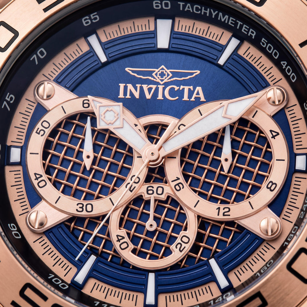 Invicta Speedway - SCUBA 26305 Men's Chronograph Quartz 50mm Rose Gold-tone Stainless Steel Watch with Blue Silicone Band