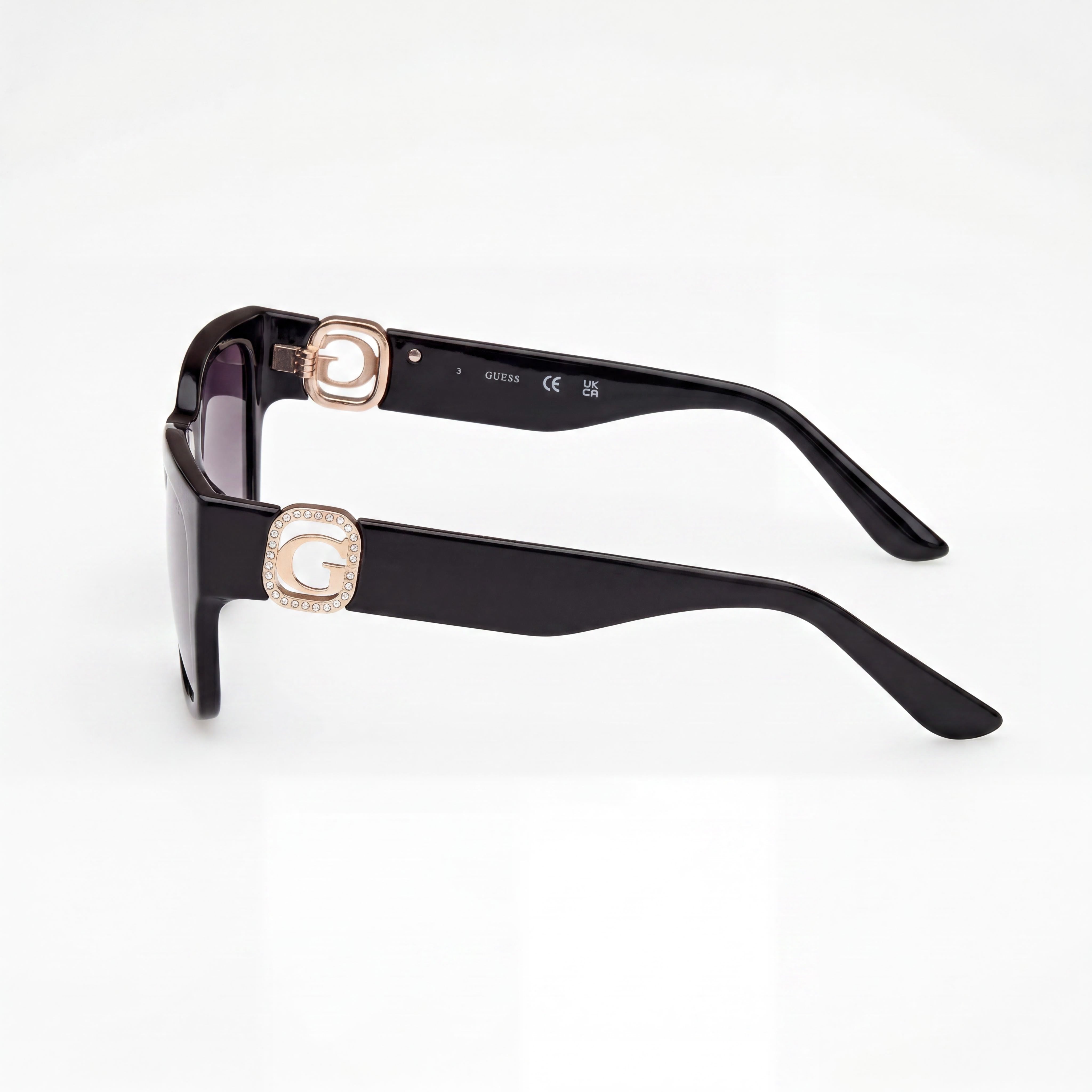 Guess RECTANGULAR Women's Black Injected Frame Sunglasses with Smoke Gradient Lenses & 100% UV Protection 56mm, Photo 3