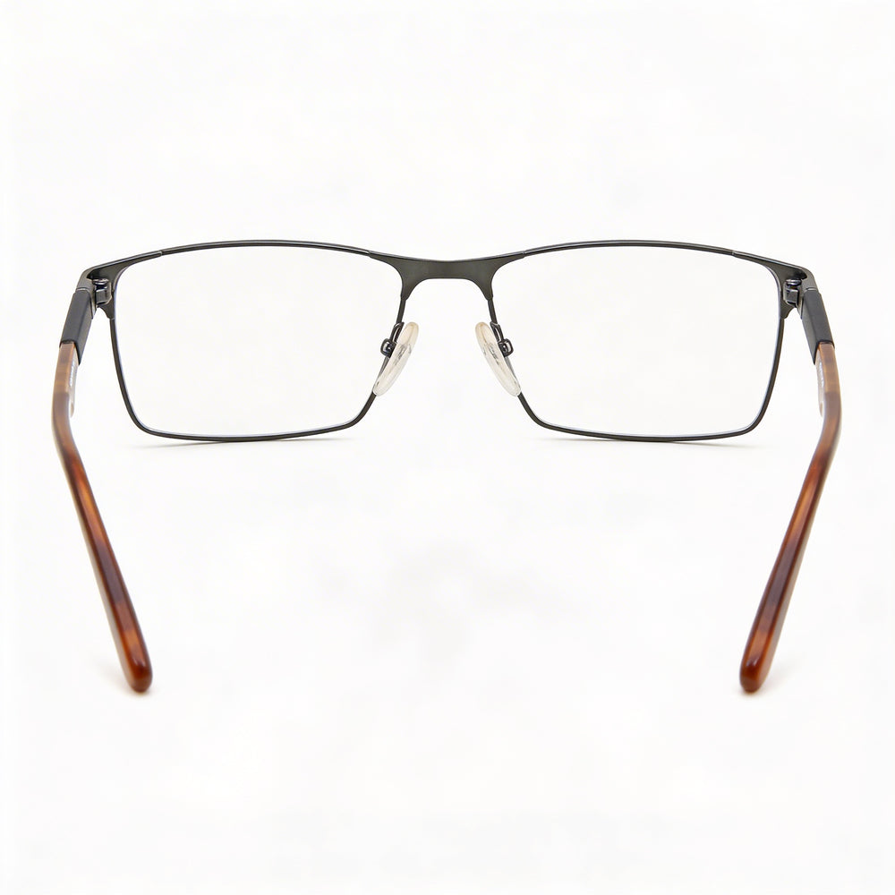 Carrera Gafas de metal de montura completa, unisex, modernas, rectangulares, con lentes transparentes en rutenio mate - Ancho de lente de 56mm