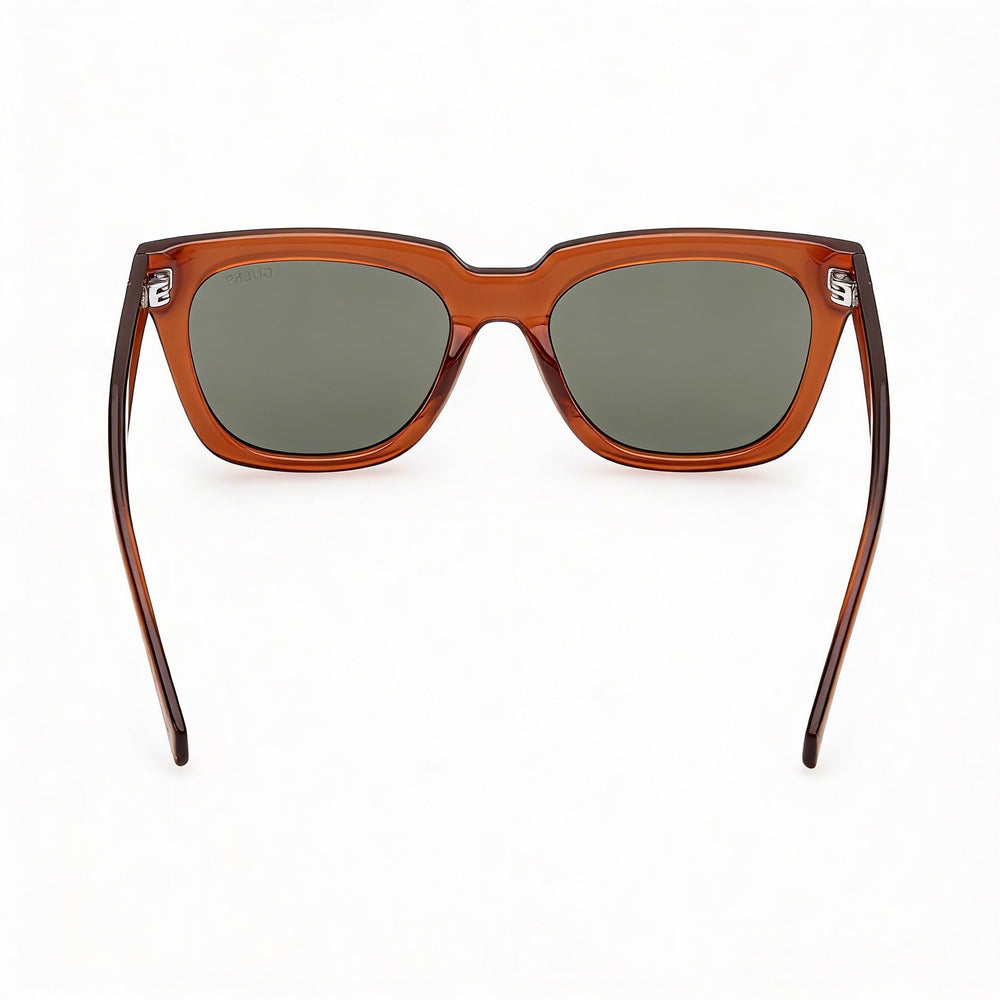 GUESS Women's Square Plastic Sunglasses Shiny Dark Brown Green Lens UV Protection 53mm